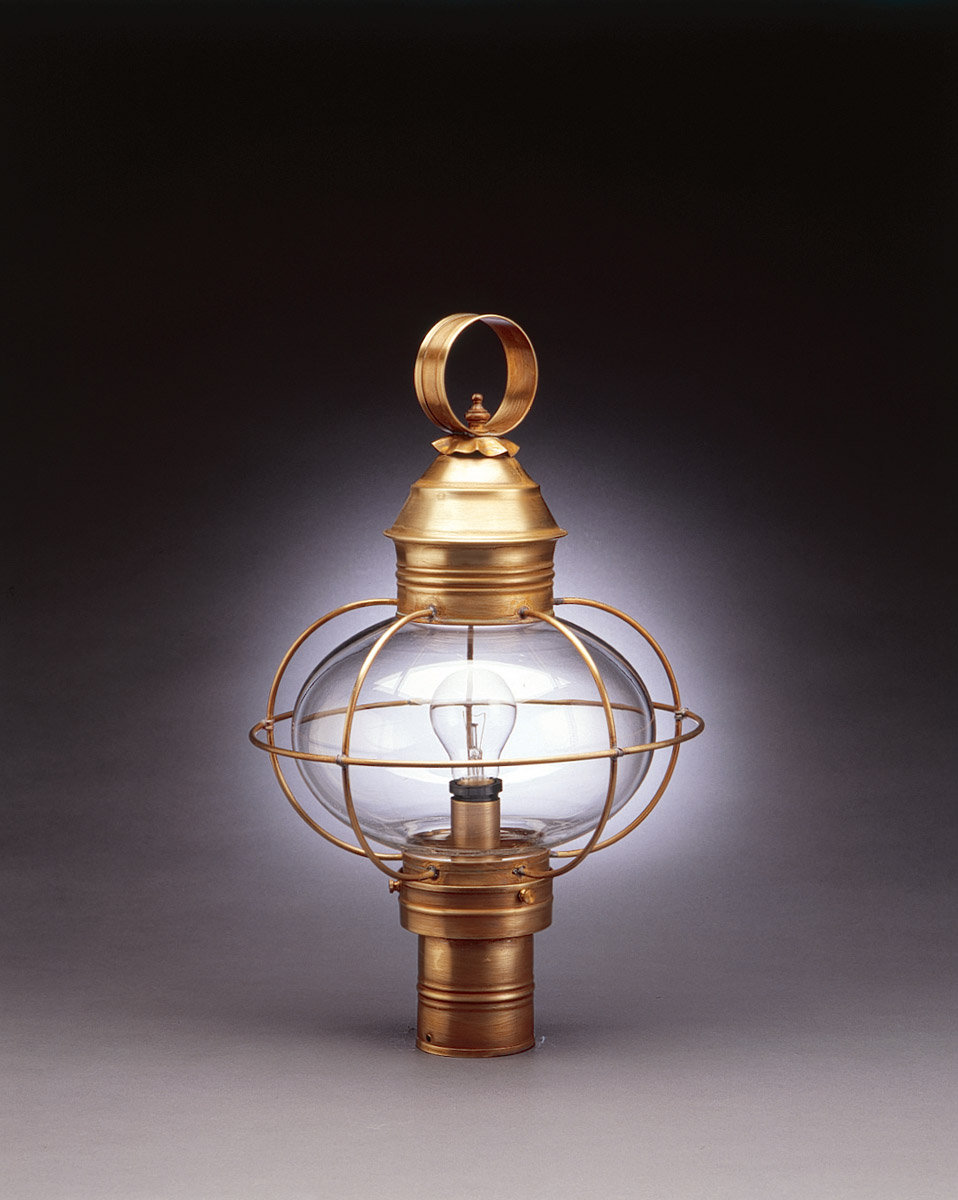 Onion 1 Light 20 inch Dark Brass Post Lamp in Clear Glass, One 75W Medium