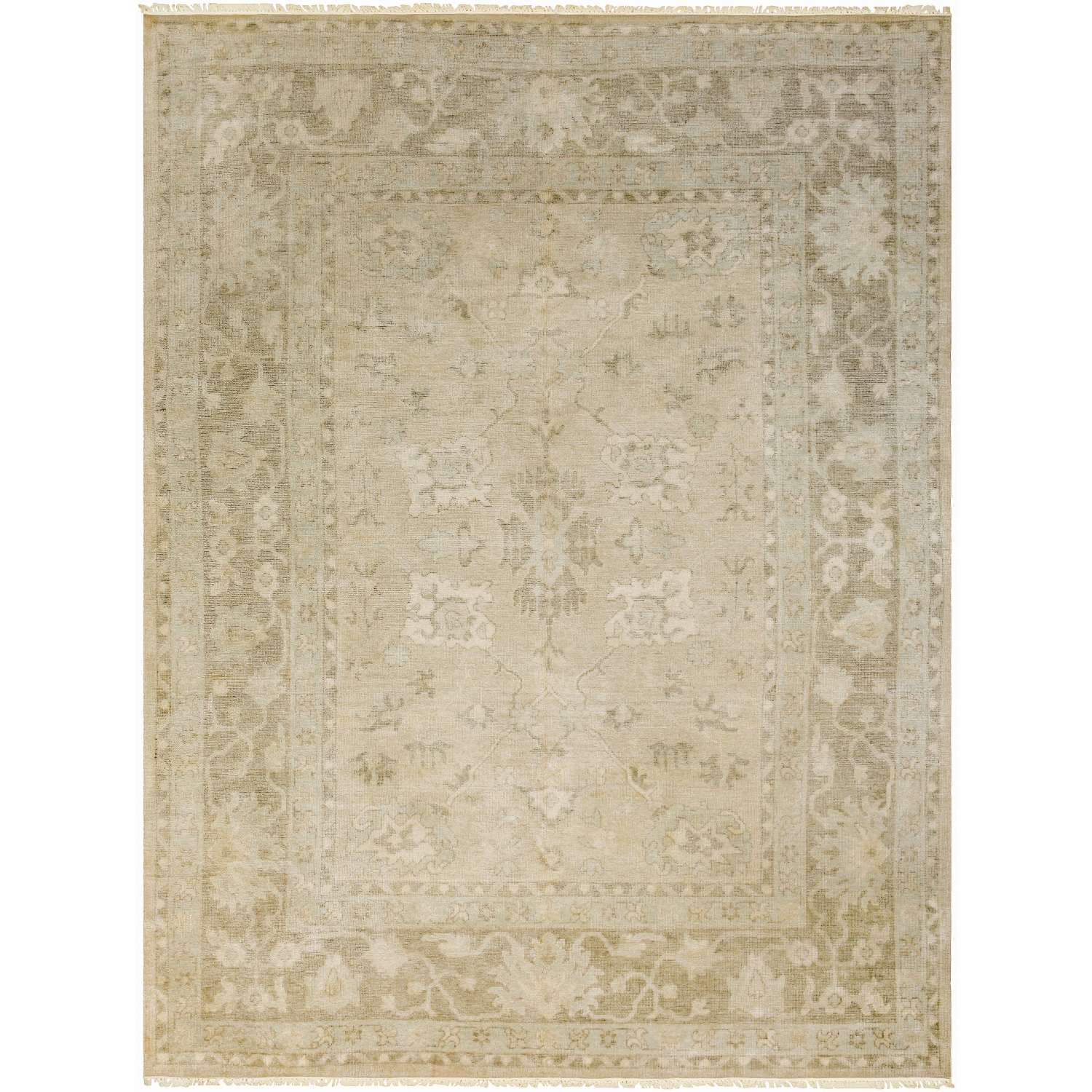 Lara 36 X 24 inch Light Beige / Medium Gray / Light Sage Handmade Rug
