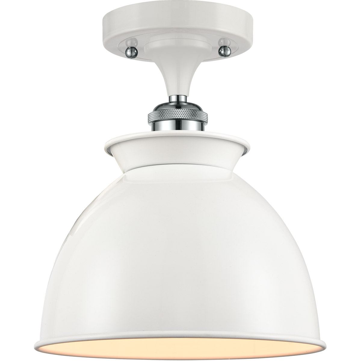 Ballston Adirondack 1 Light 9 inch White and Polished Chrome Semi-Flush Mount Ceiling Light in Incandescent, Glossy White, Ballston
