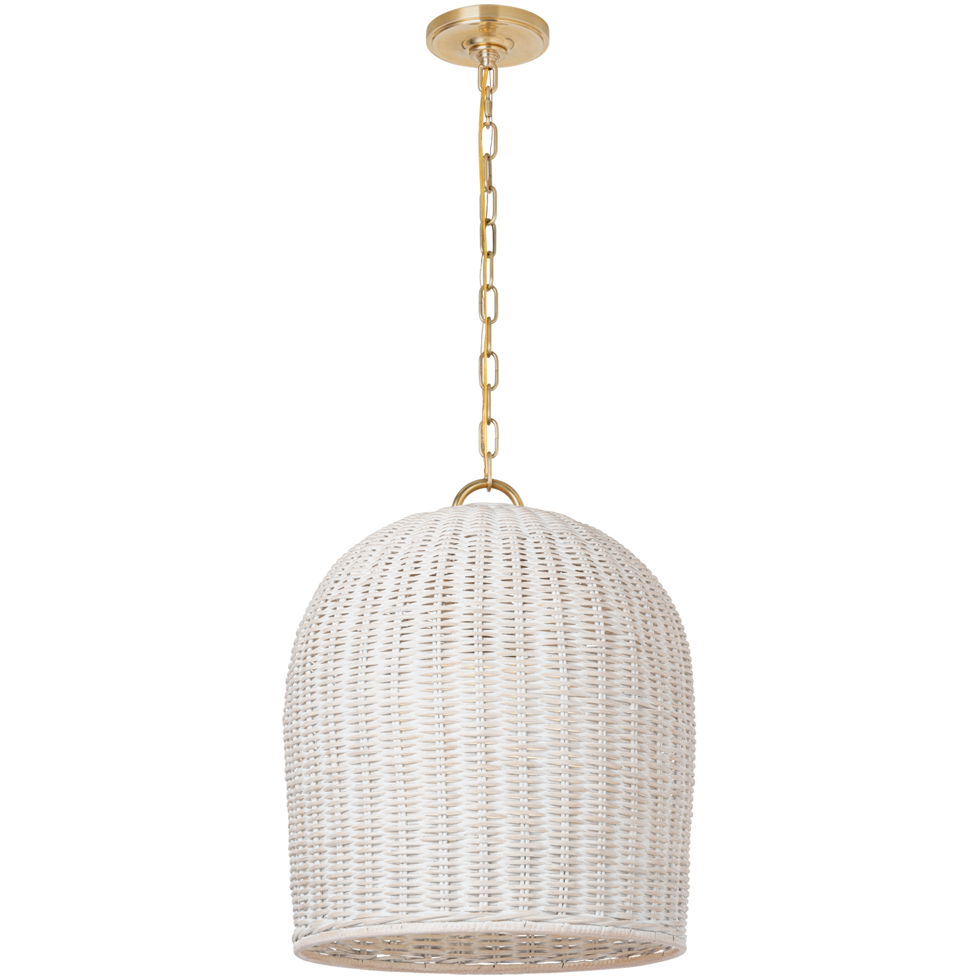 Marie Flanigan Nancy LED 18.75 inch Soft Brass Woven Hanging Shade Ceiling Light in White Wicker