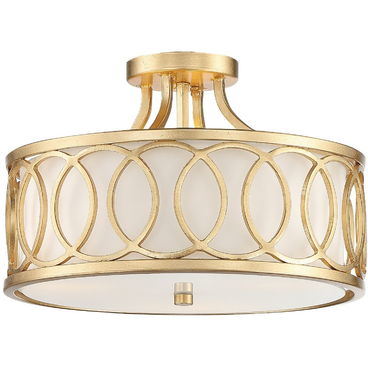 Graham 3 Light 15 inch Antique Gold Semi Flush Ceiling Light
