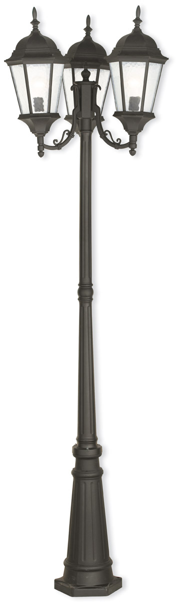 Hamilton 3 Light 86 inch Textured Black Outdoor 3 Head Post