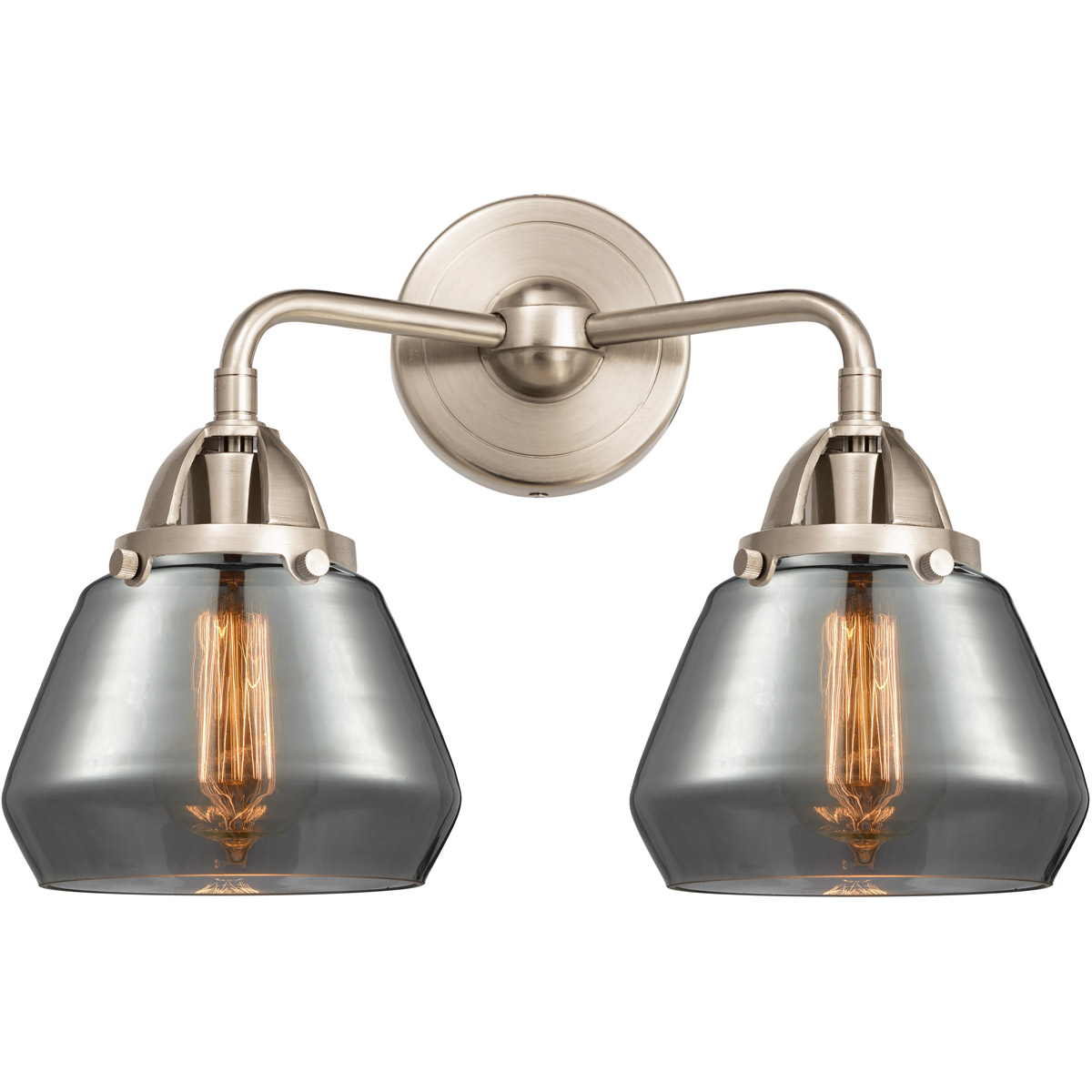 Nouveau 2 Fulton LED 14.75 inch Brushed Satin Nickel Bath Vanity Light Wall Light in Plated Smoke Glass