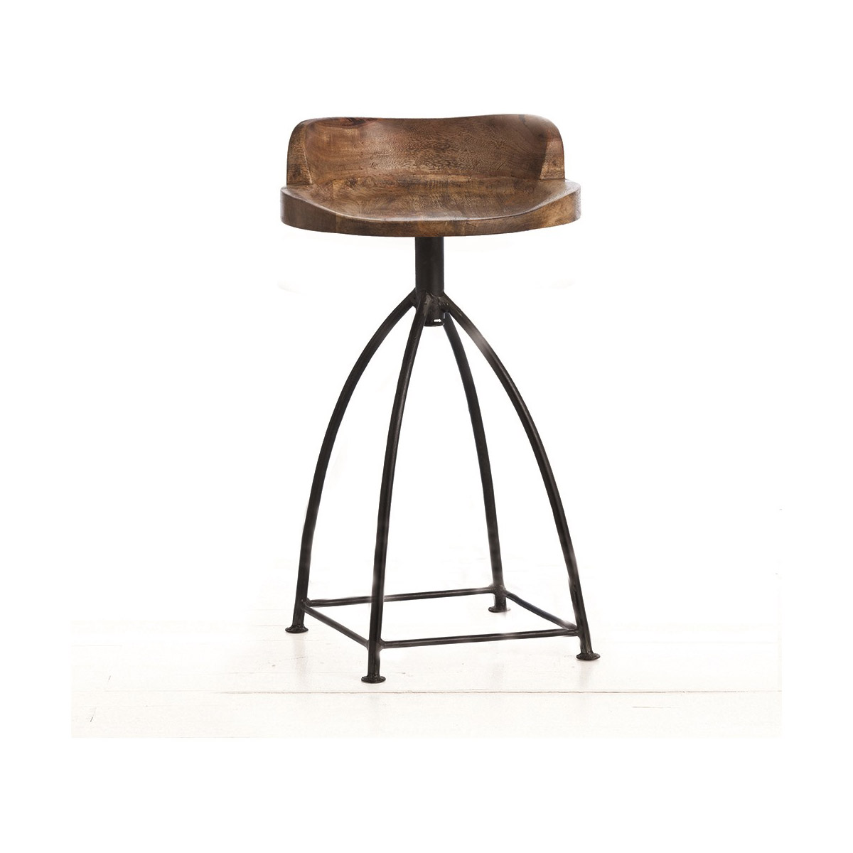 Henson 28.5 inch Sandblast Antique Wax and Natural Iron Counter Stool