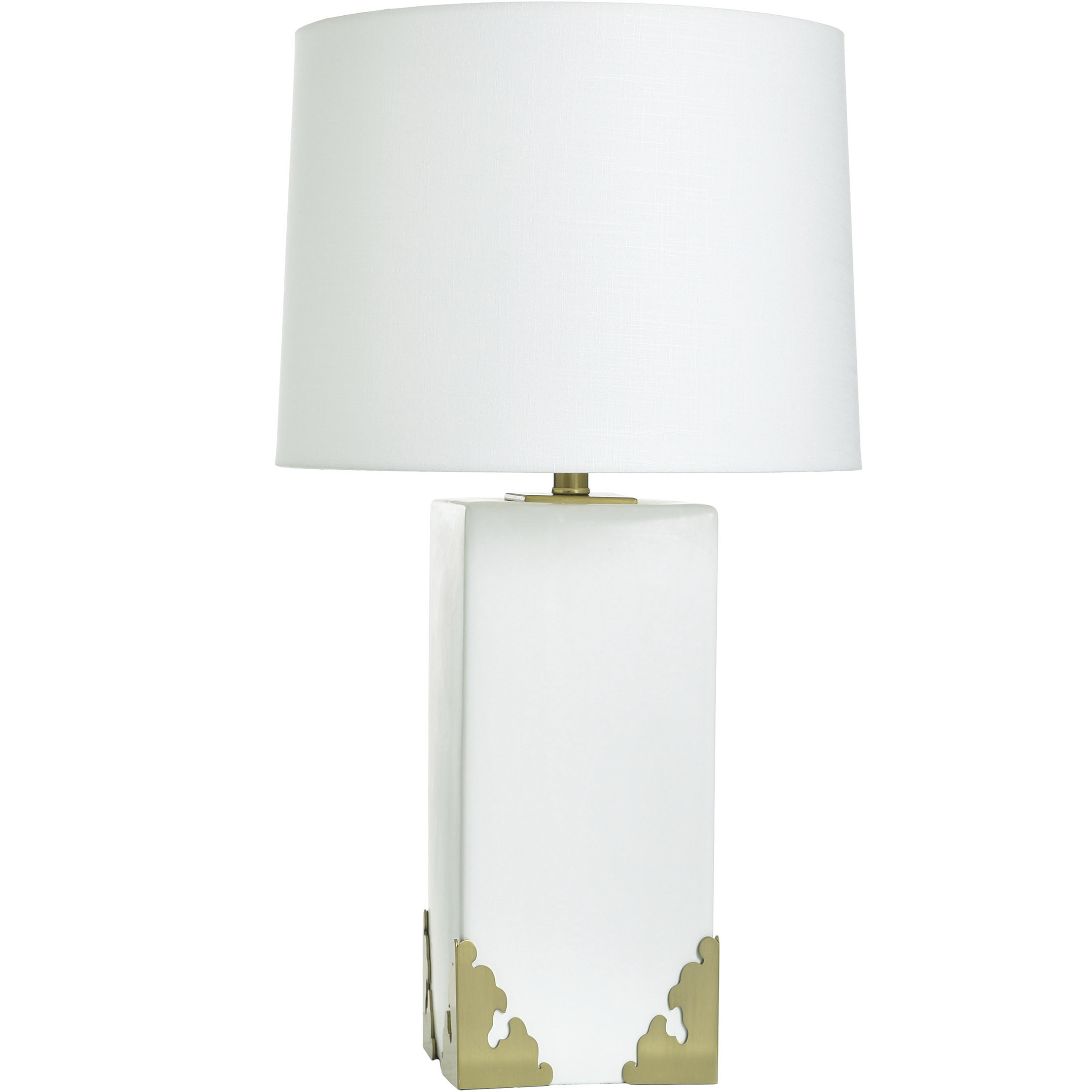 Caspian 30 inch 150 watt Polished Brass and White Table Lamp Portable Light