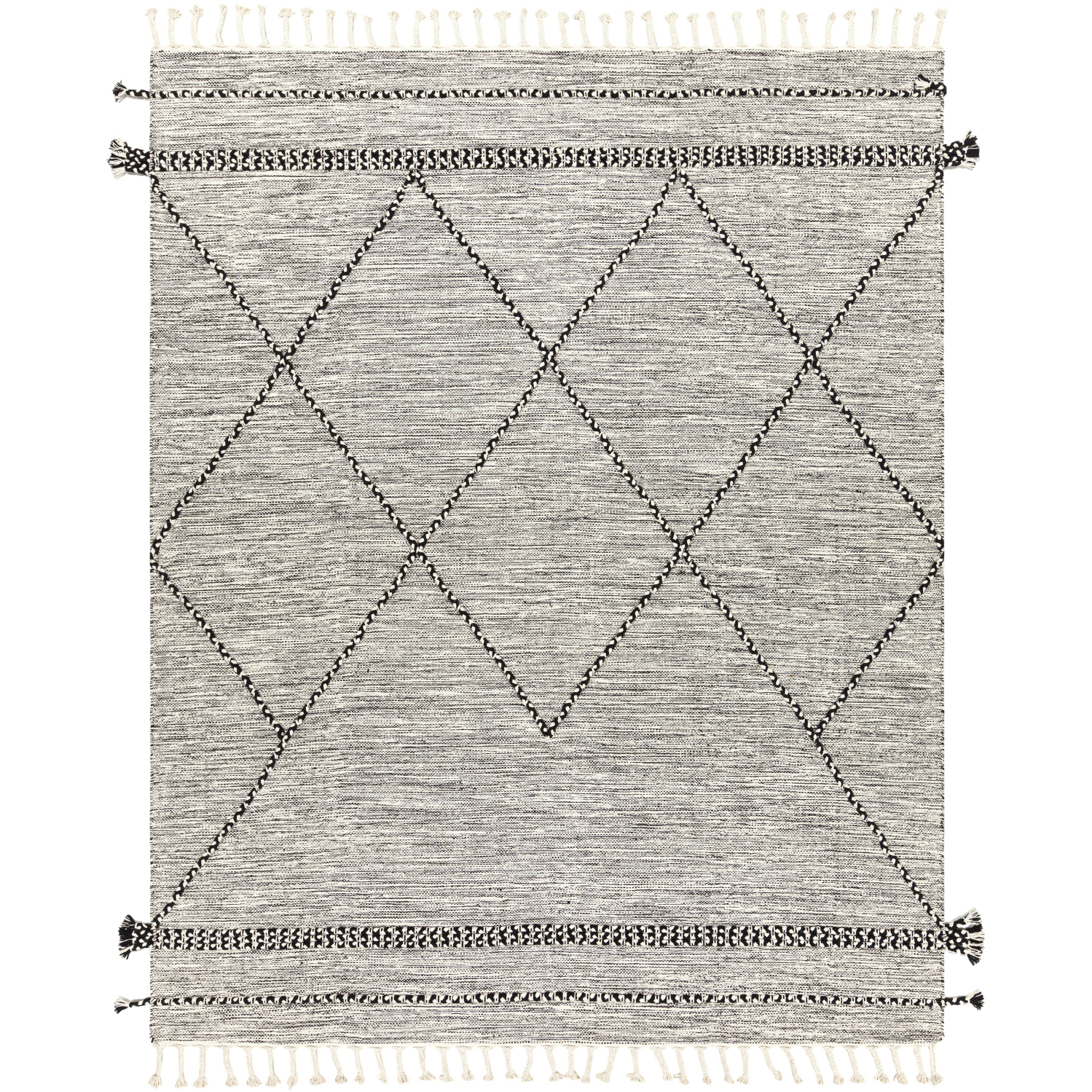 Zanafi 120 X 96 inch Black/Cream Handmade Rug in 8 x 10