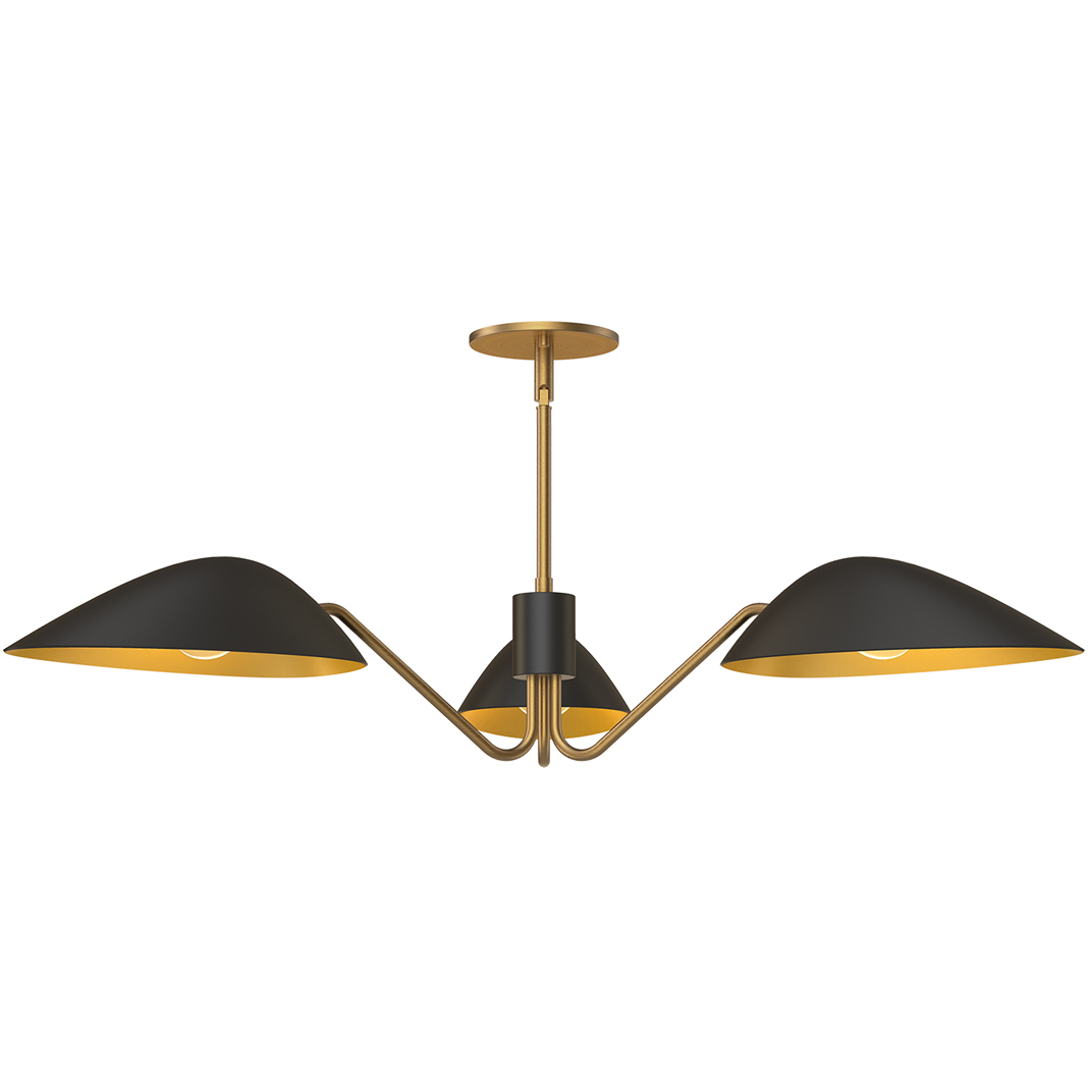 Alora Mood Oscar 3 Light 35.63 inch Aged Gold and Matte Black Pendant Ceiling Light