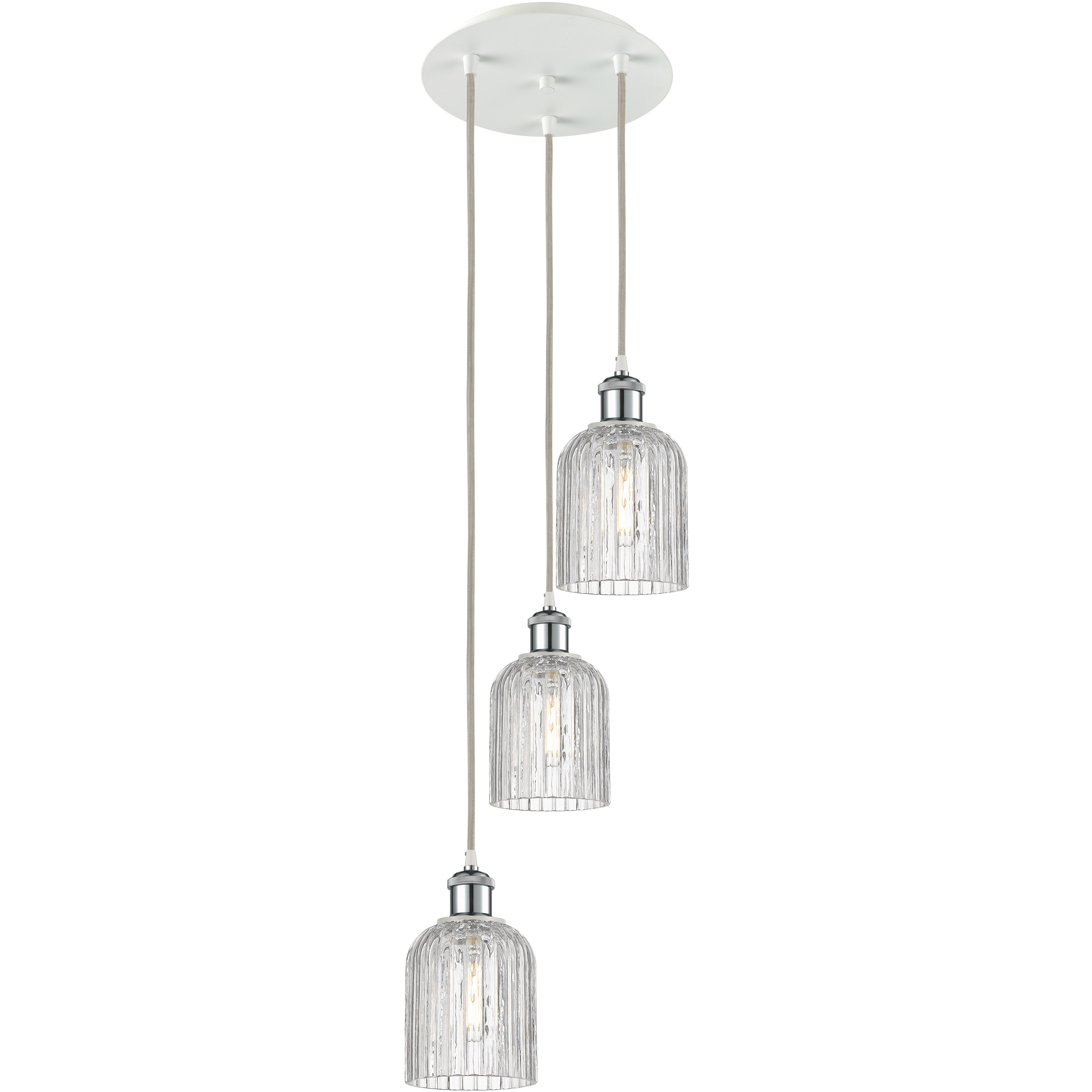 Ballston Bridal Veil 3 Light 11.5 inch White Polished Chrome Cord Hung Multi Pendant Ceiling Light
