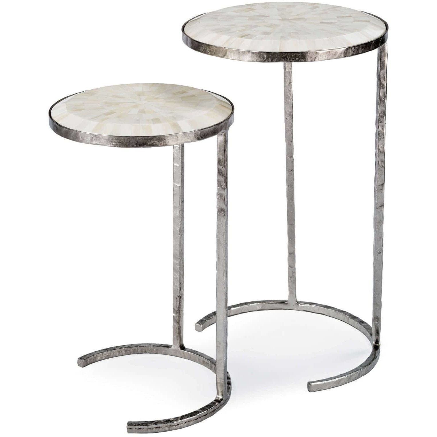 Bone Veneer 24 X 14 inch Polished Nickel Side Table, Nesting Tables