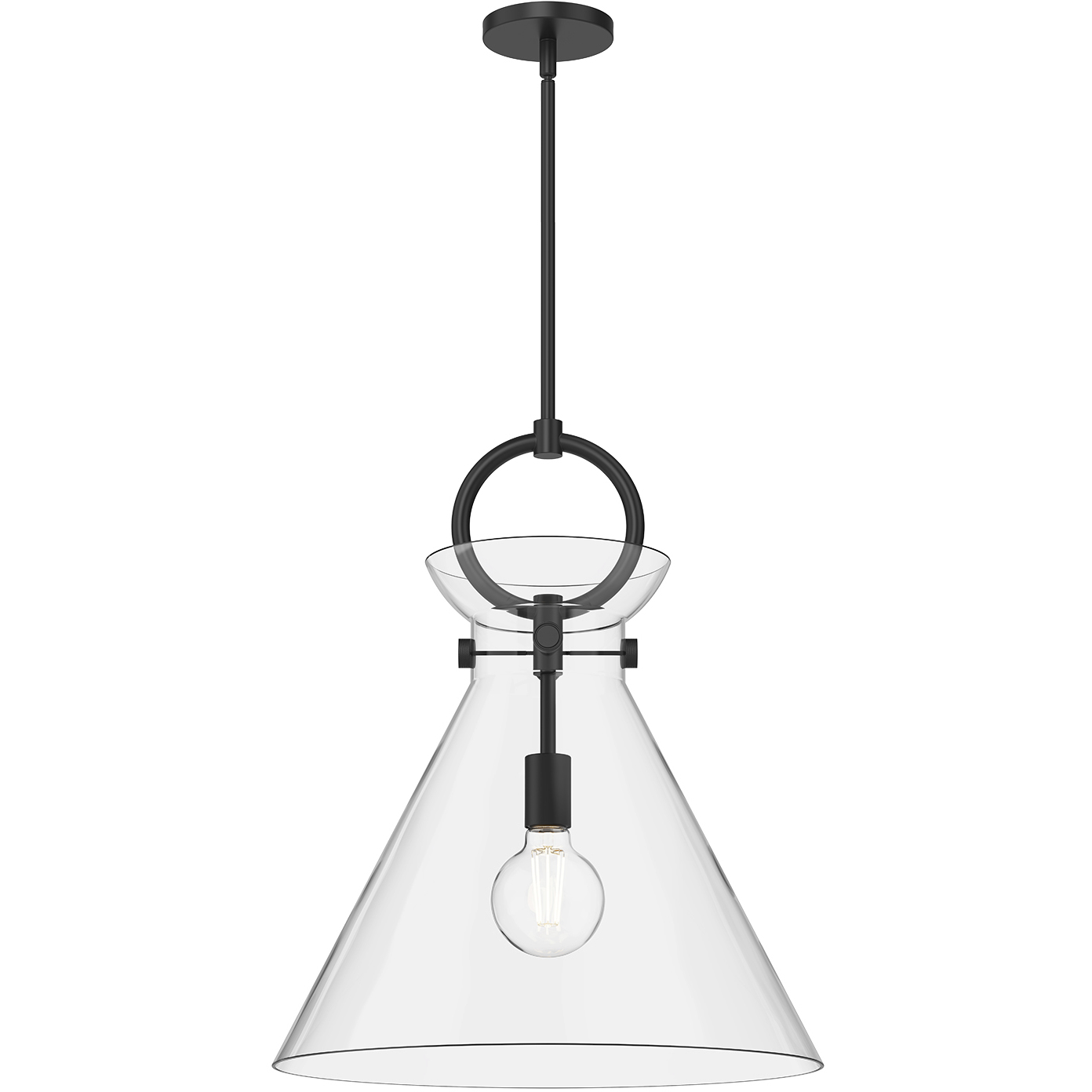 Alora Mood Emerson 1 Light 18 inch Matte Black Pendant Ceiling Light in Clear Glass