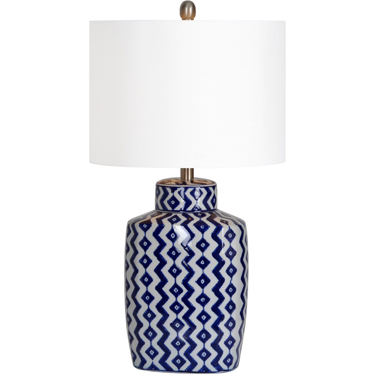 Beryl 14 inch 100 watt Blue and White with Satin Nickel Table Lamp Portable Light