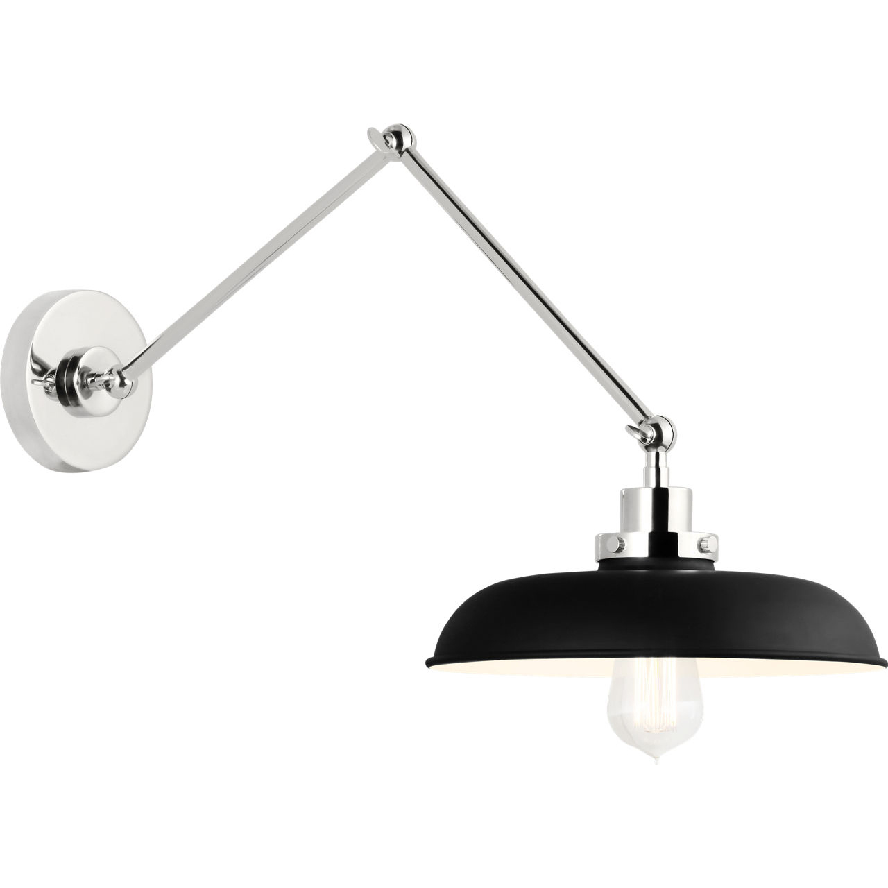 C&M by Chapman & Myers Wellfleet 26 inch 75 watt Midnight Black and Polished Nickel Task Sconce Wall Light in Midnight Black / Polished Nickel