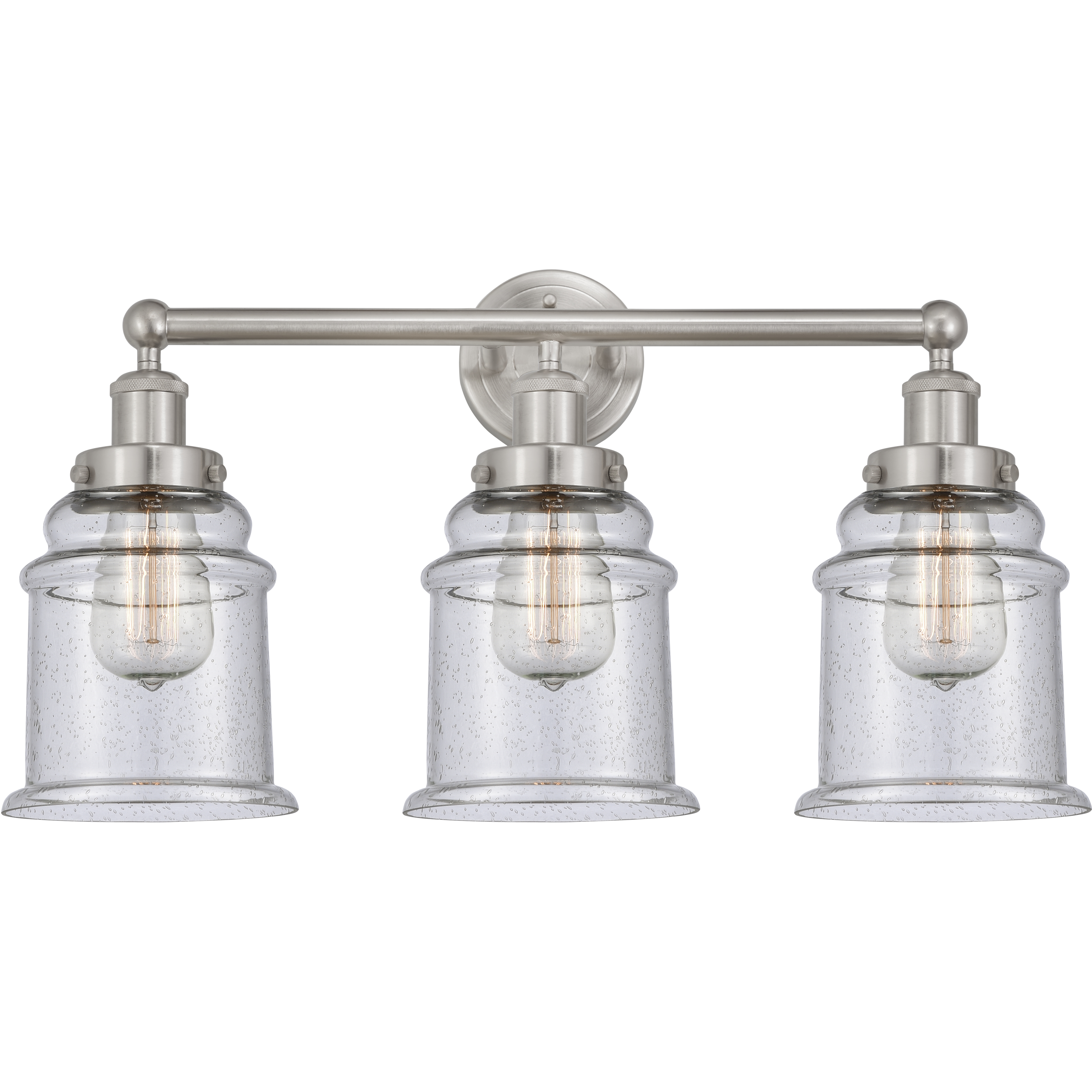 Edison Canton 3 Light 24 inch Brushed Satin Nickel Bath Vanity Light Wall Light in Seedy Glass