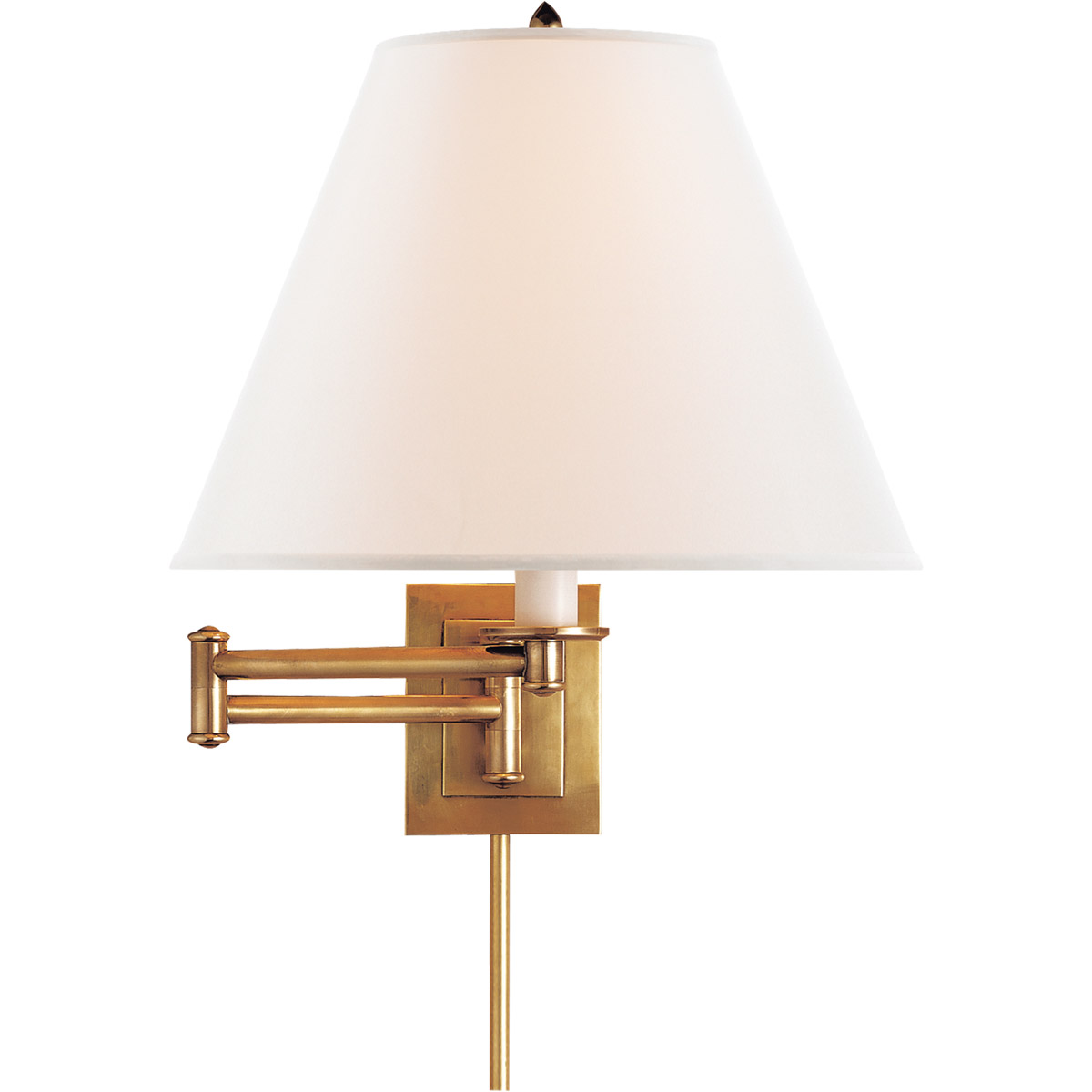 Primitive 18.25 inch 100 watt Hand-Rubbed Antique Brass Swing Arm Wall Light in Linen