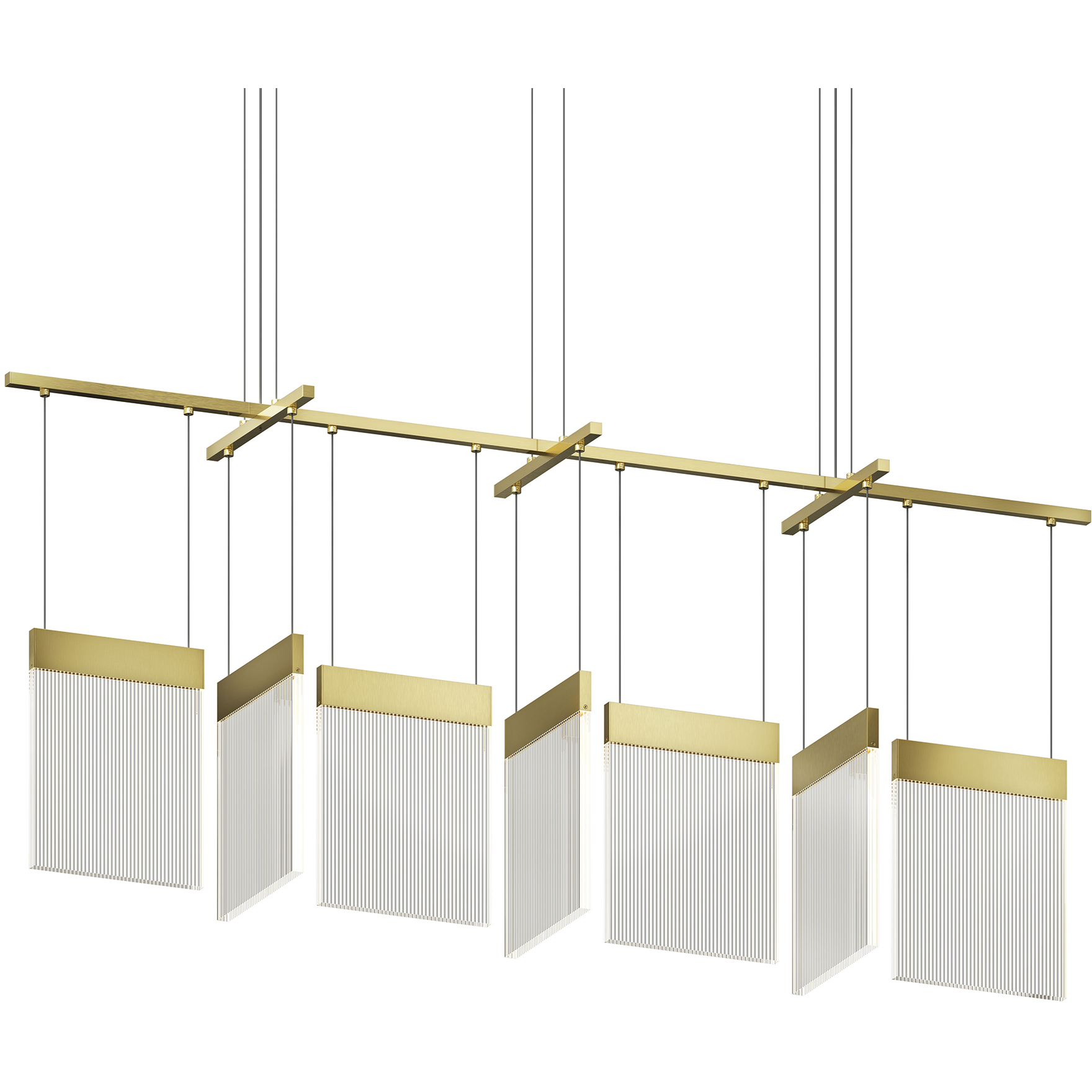 V Panels 7 Light 56 inch Brass Pendant Ceiling Light