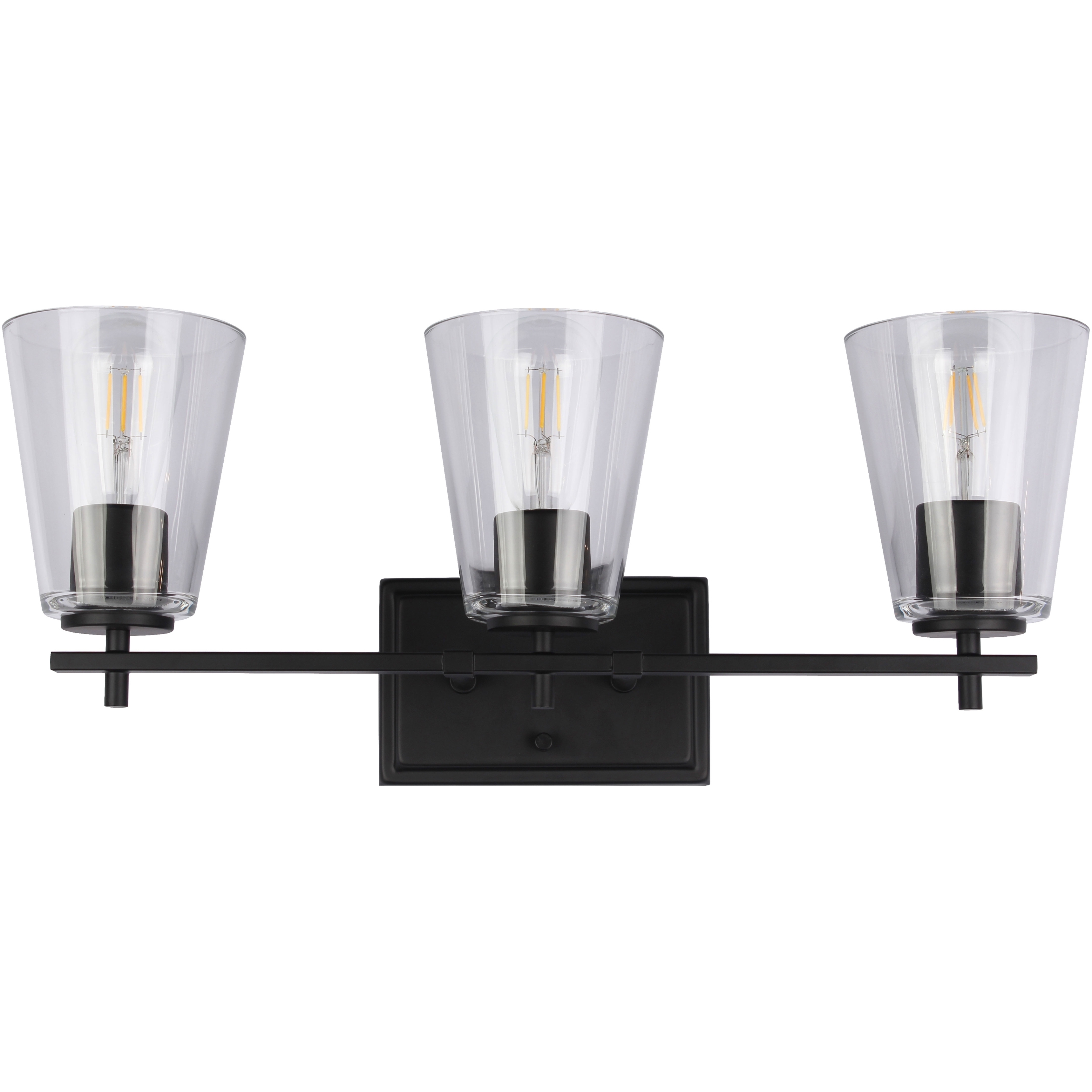Wenda 3 Light 23 inch Matte Black Vanity Light Wall Light
