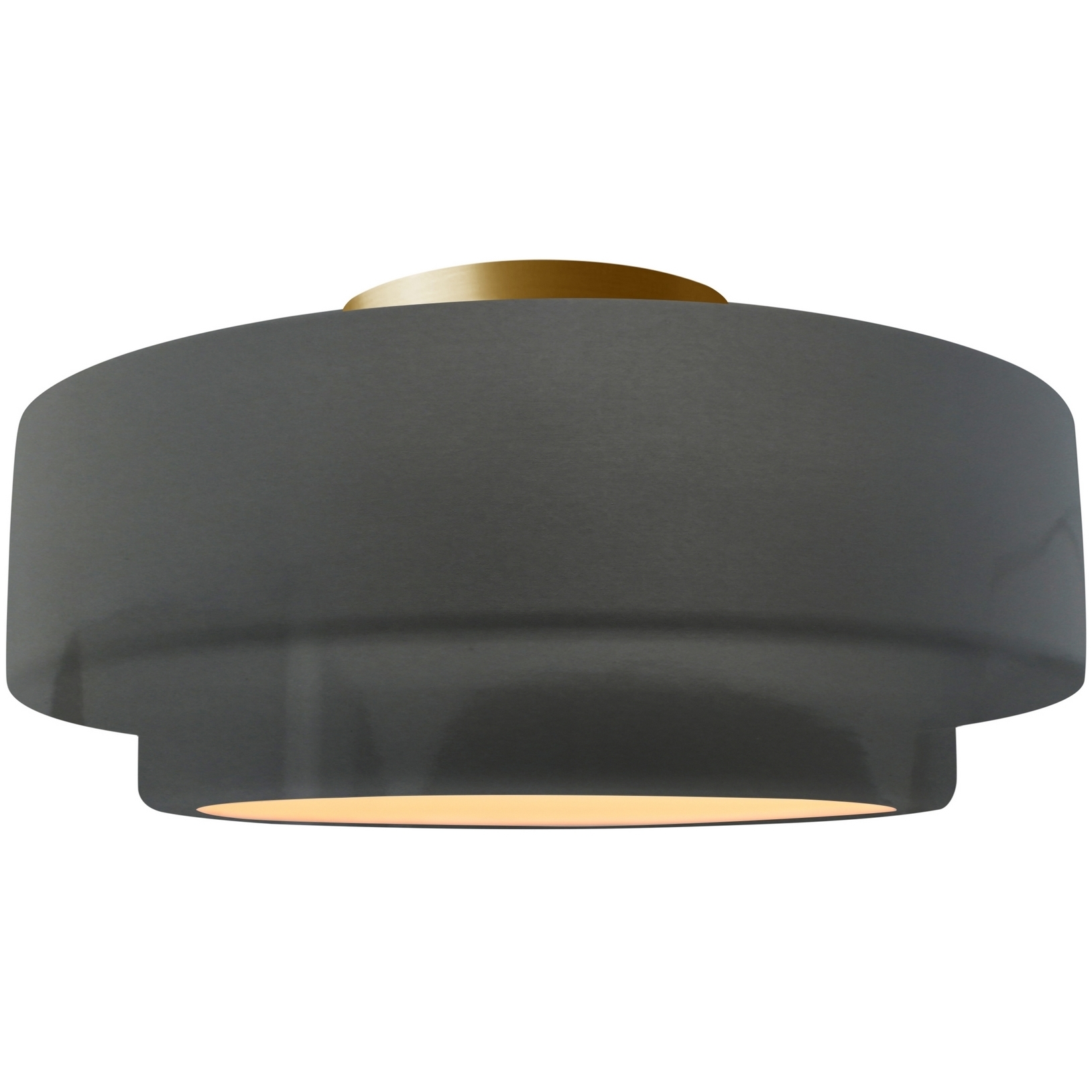 Radiance Collection - Tier 1 Light 12 inch Gloss Grey Semi-Flush Ceiling Light, Form+Finish+Function