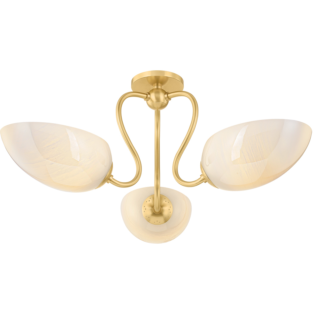 Reva 3 Light 27.5 inch Aged Brass Semi Flush Ceiling Light