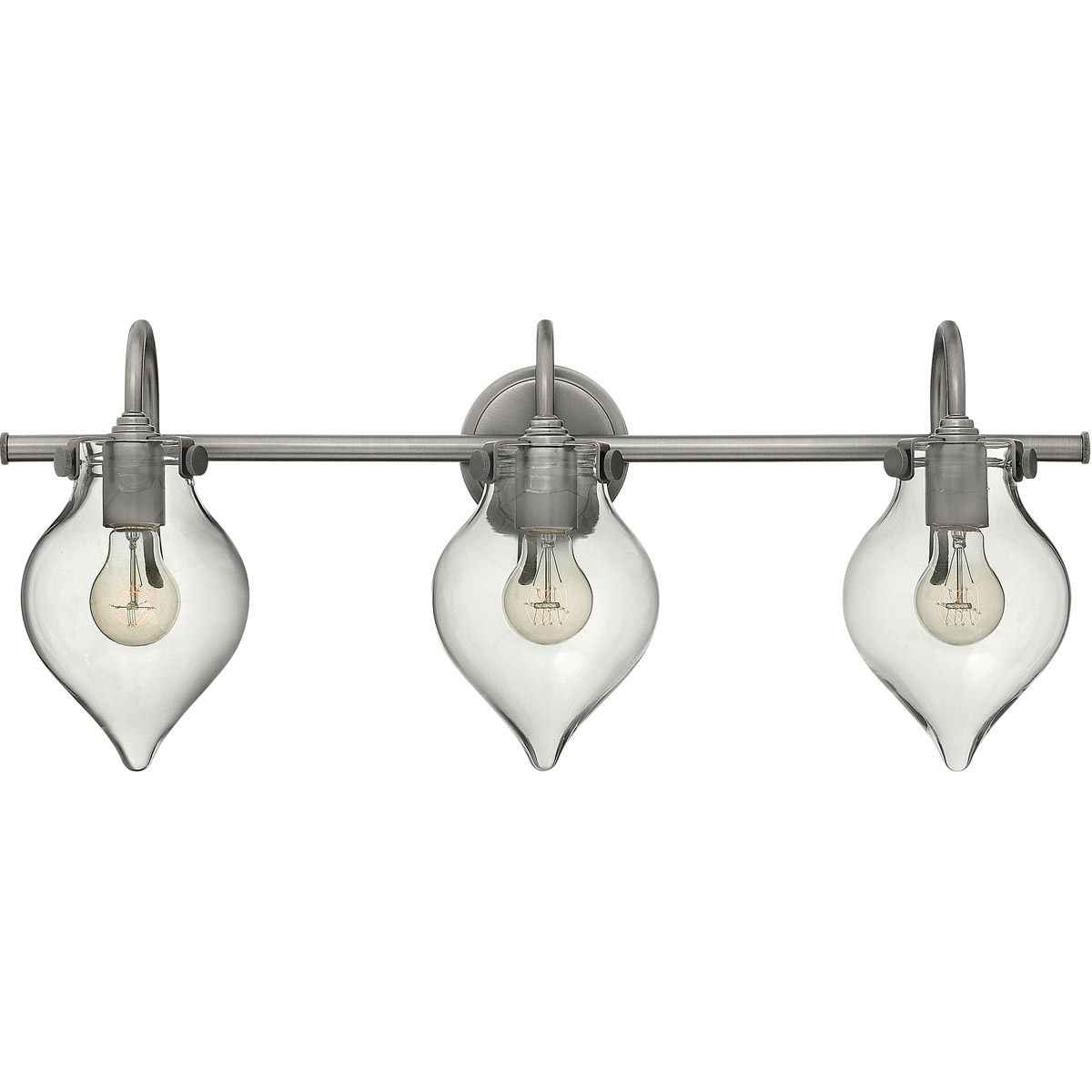 Congress 3 Light 30 inch Antique Nickel Bath Light Wall Light, Retro Glass