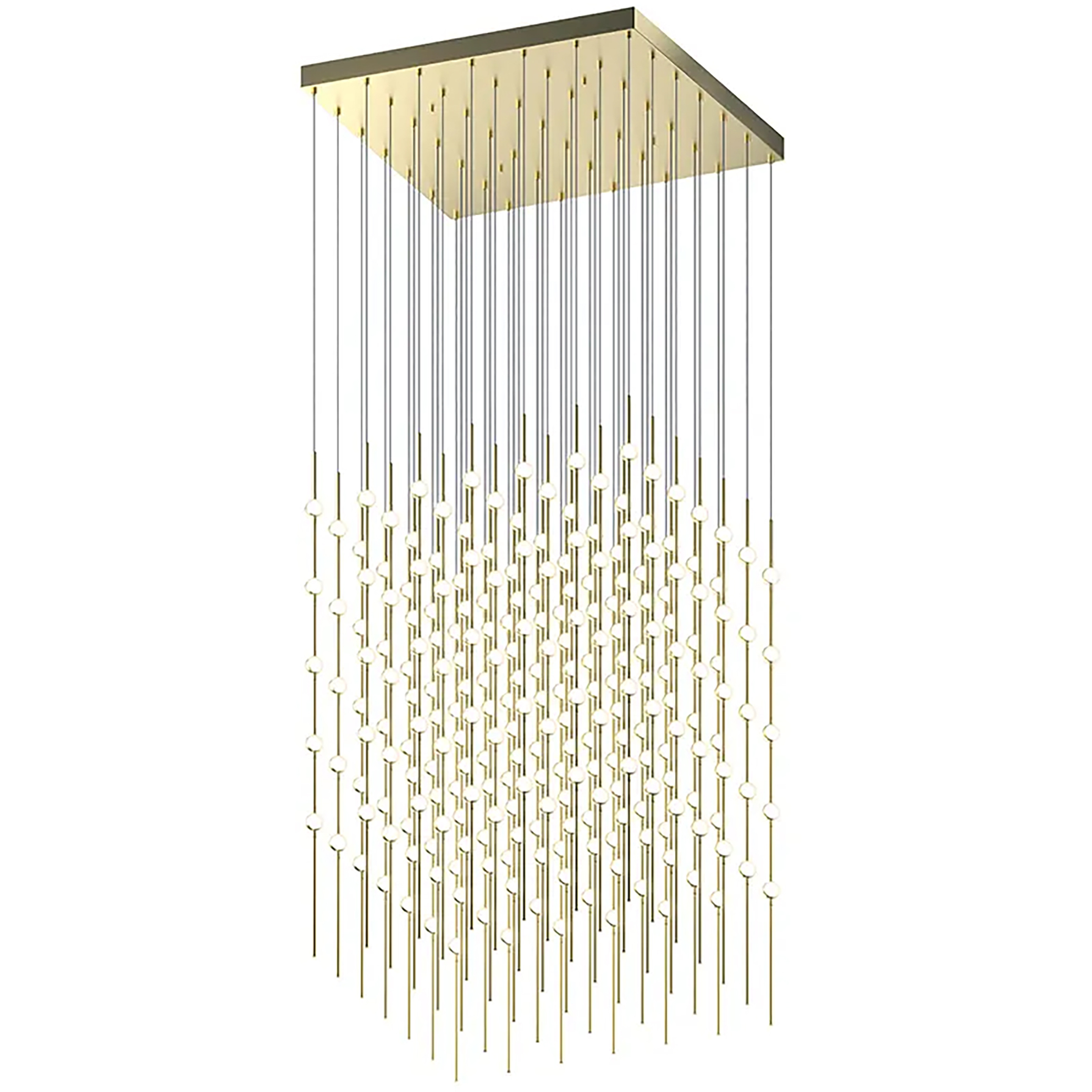 Constellation Cosmic Cube LED 30 inch Satin Brass Chandelier Ceiling Light in 3000K, White Optical Acrylic, 10 FT. Cord