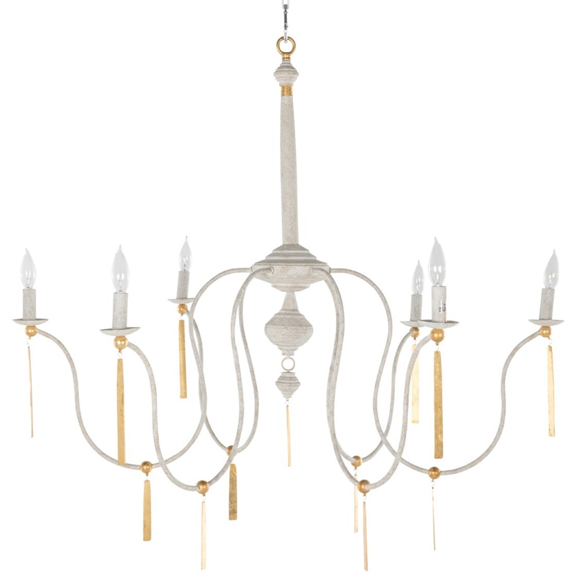 Tracy 6 Light 43 inch Textured White / Vintage Gold Chandelier Ceiling Light