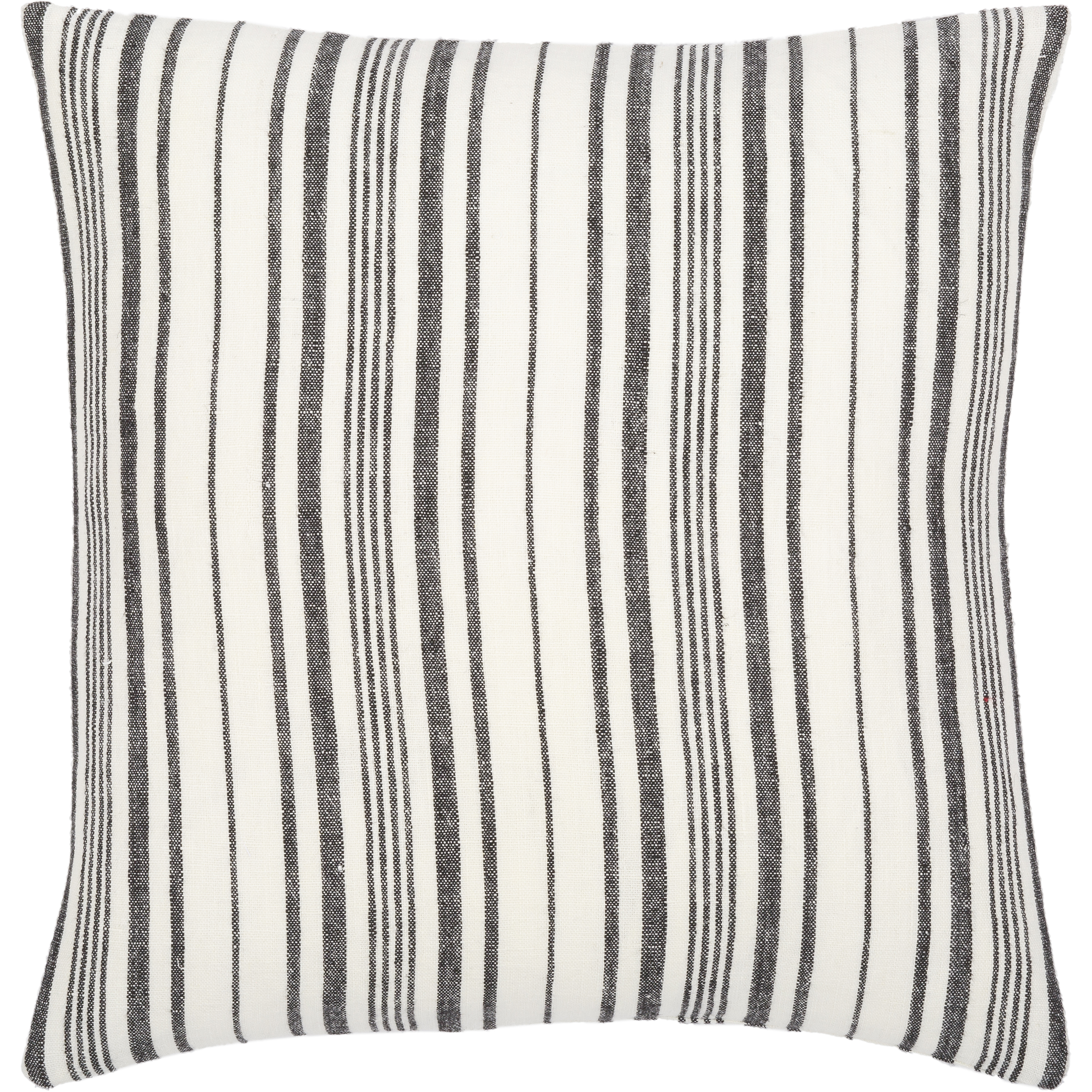 Linen Stripe Buttoned 18 inch Cream Pillow Kit in 18 x 18, Square