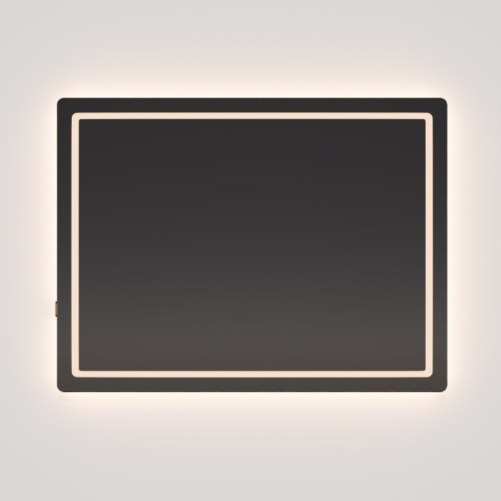 Compact 36 X 36 inch Black LED Lighted Mirror, Vanita by Oxygen