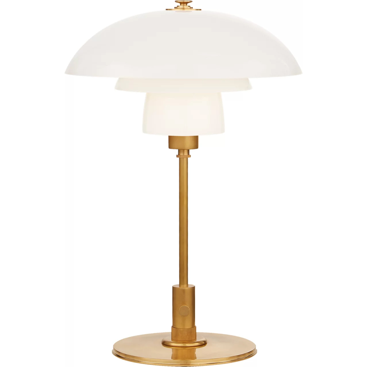 Thomas O'Brien Whitman 19 inch 60 watt Hand-Rubbed Antique Brass Desk Lamp Portable Light in White Glass