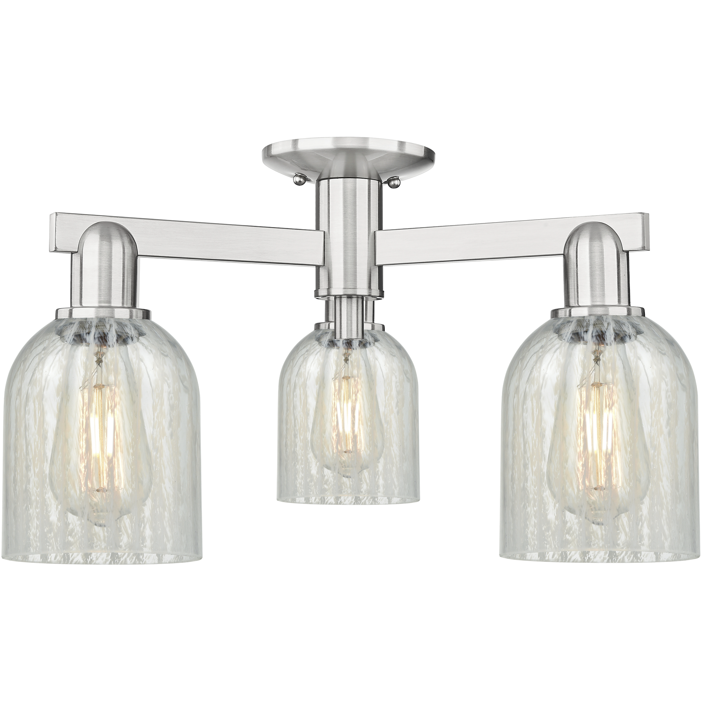 Arcadia Caledonia 3 Light 23 inch Brushed Satin Nickel Semi-Flush Mount Ceiling Light