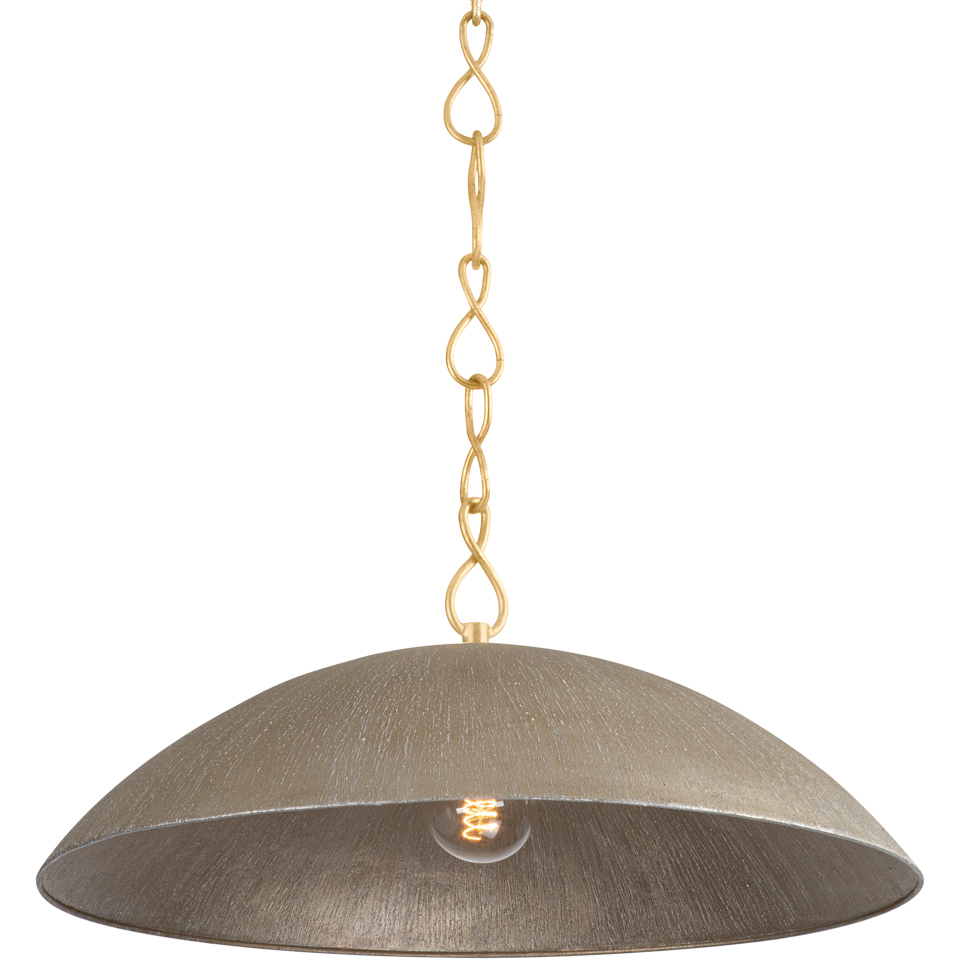 Eve 1 Light 24 inch Vintage Gold Leaf and Textured Warm Silver Leaf Pendant Ceiling Light