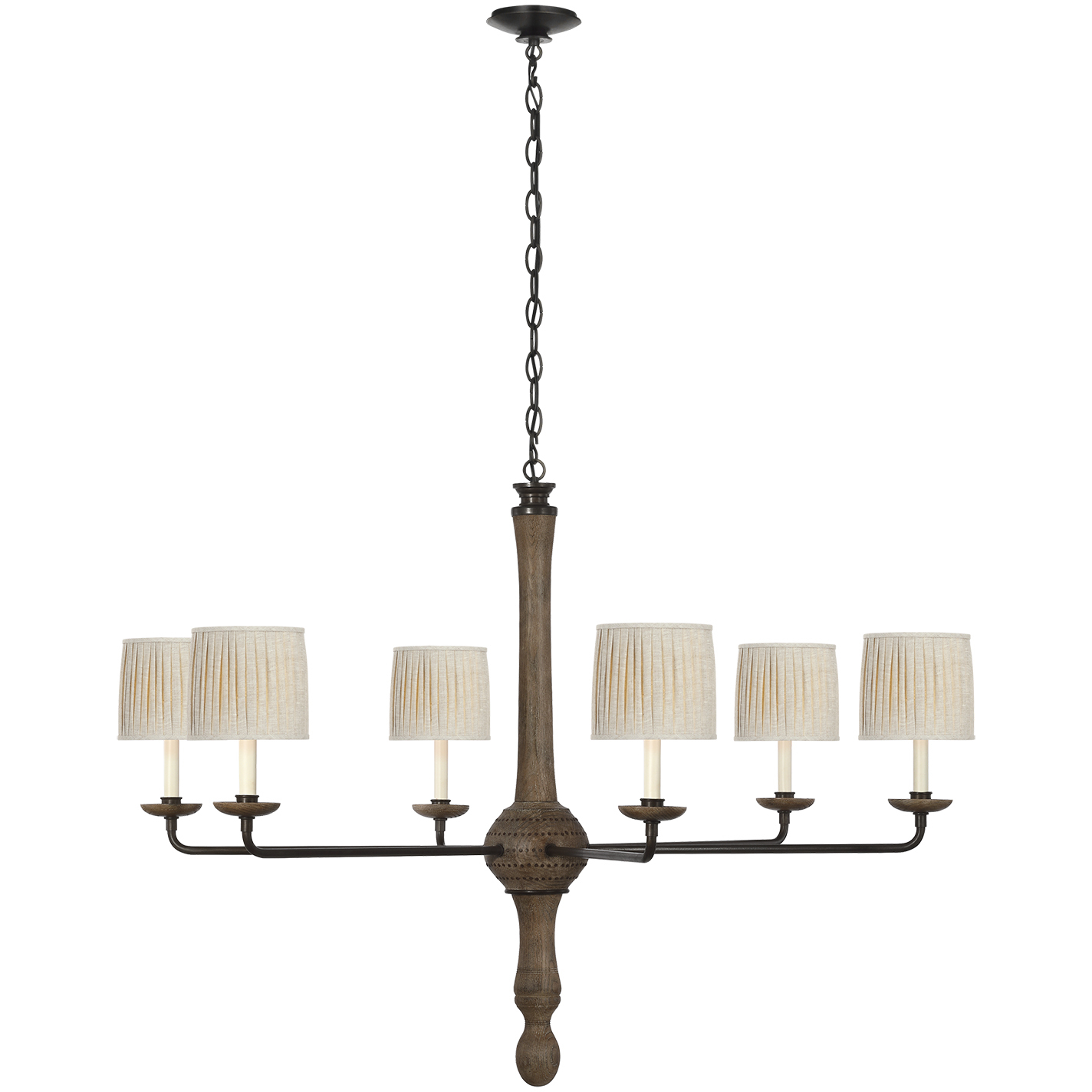 Thomas O'Brien Suzanna LED 48 inch Vintage Oak and Aged Iron Chandelier Ceiling Light
