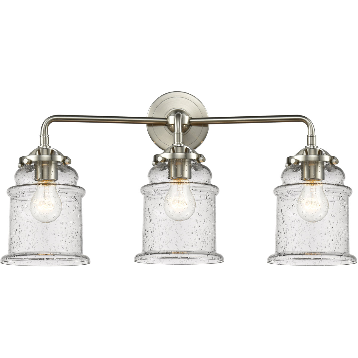 Nouveau Small Canton LED 23.25 inch Brushed Satin Nickel Bath Vanity Light Wall Light in Seedy Glass, Nouveau