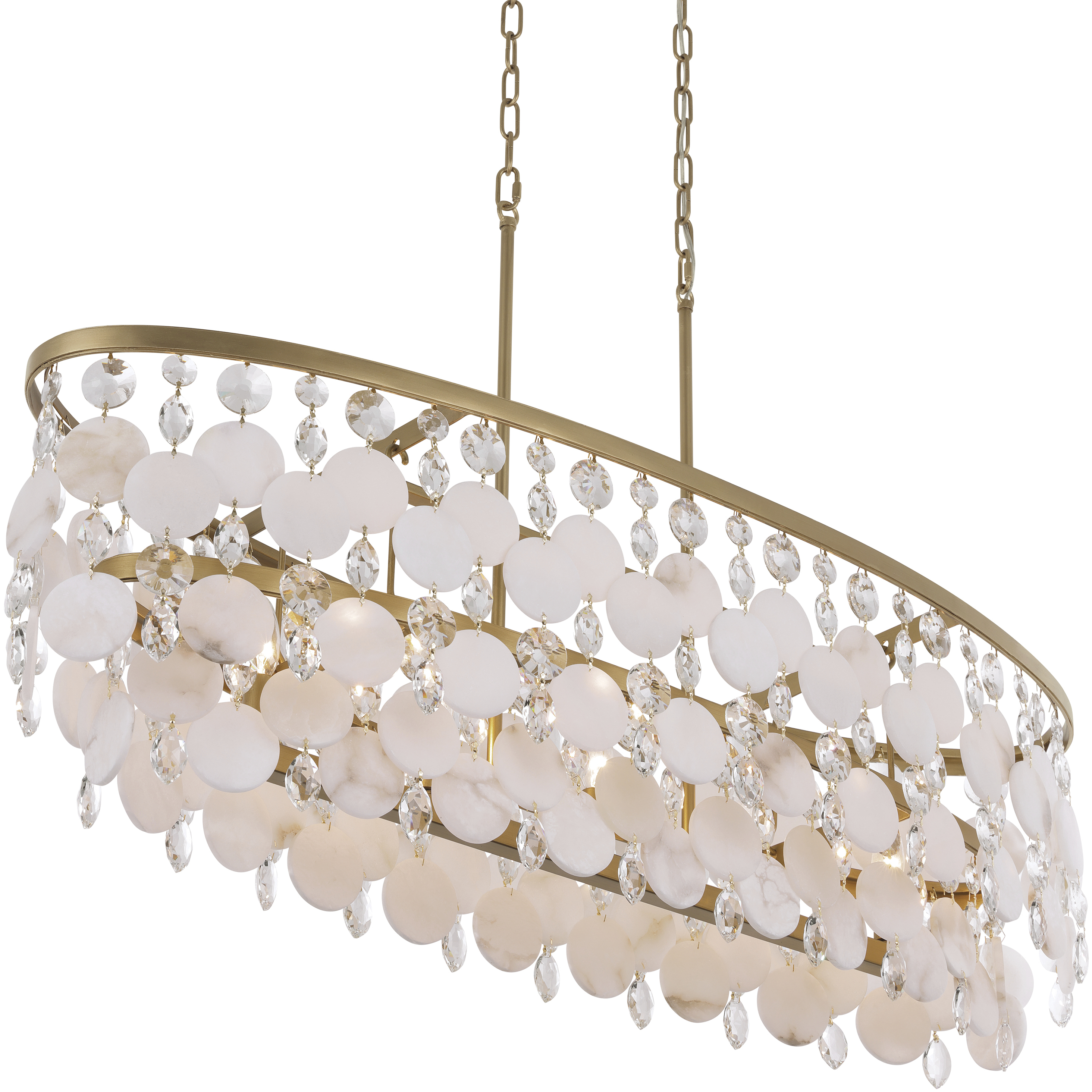 Nova Mara 5 Light 48 inch Painted Legacy Brass Linear Chandelier Ceiling Light