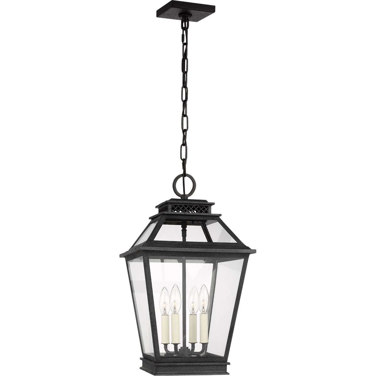 C&M by Chapman & Myers Falmouth 4 Light 12 inch Dark Weathered Zinc Outdoor Hanging Lantern