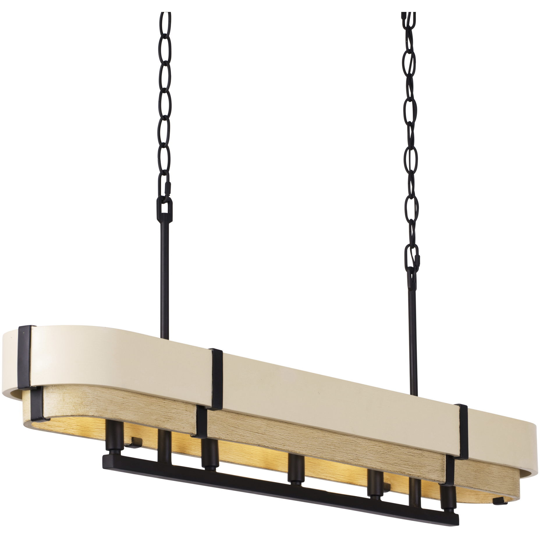 Blonde Moment 5 Light 46.25 inch Matte Black and Honey with Medium Oak Linear Pendant Ceiling Light