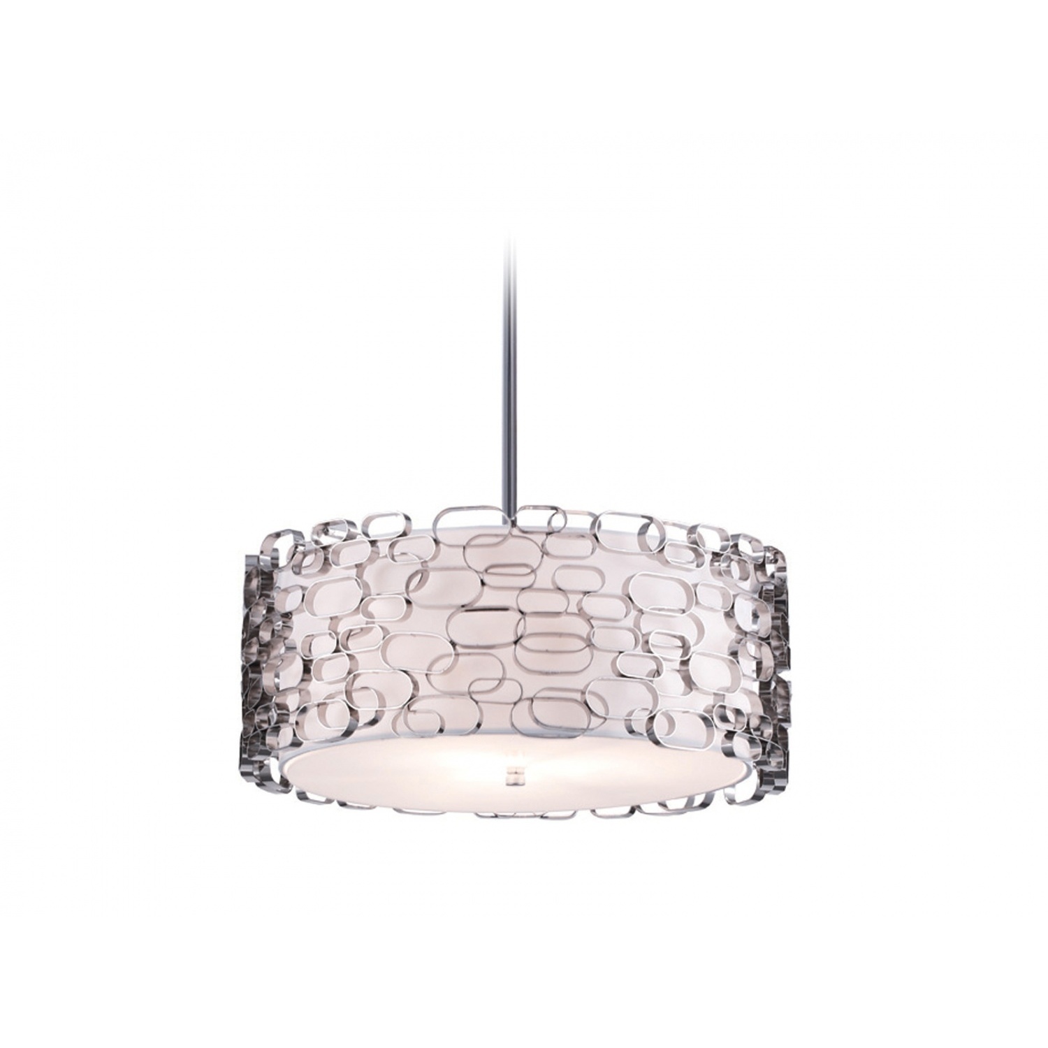Ventura Blvd. 4 Light 21 inch Polished Nickel and Ivory Slik Shade Chandelier Ceiling Light