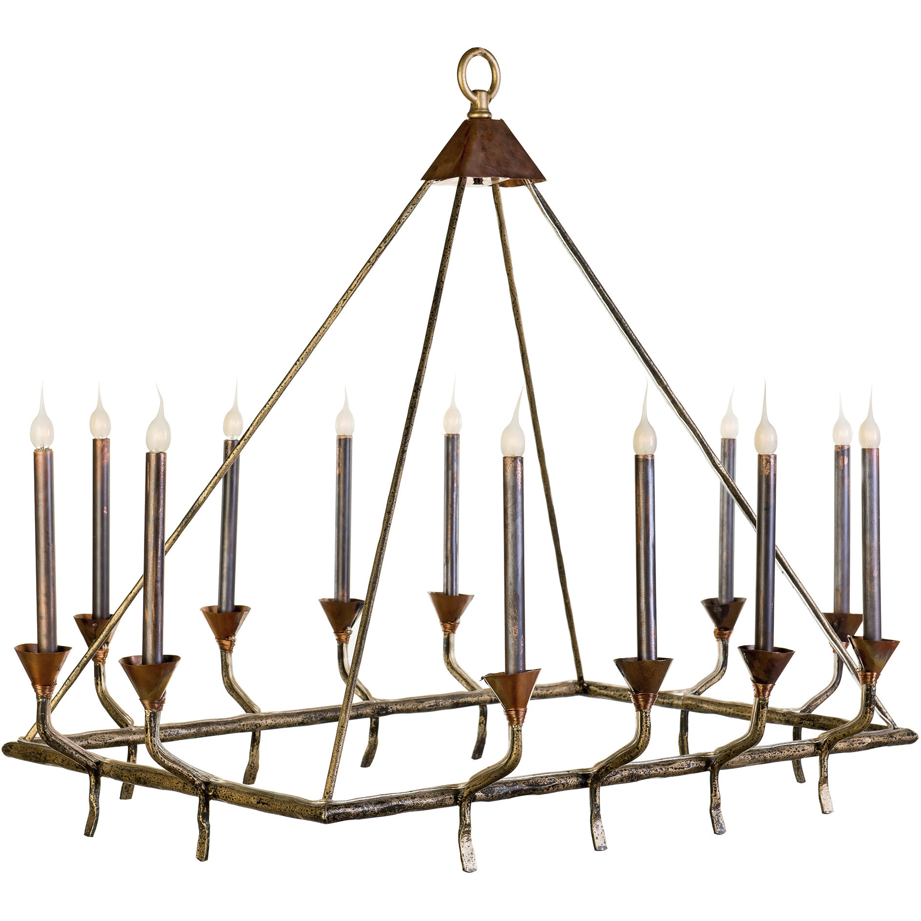 Hill Country 12 Light Old Gold and Darkened Copper Chandelier Ceiling Light