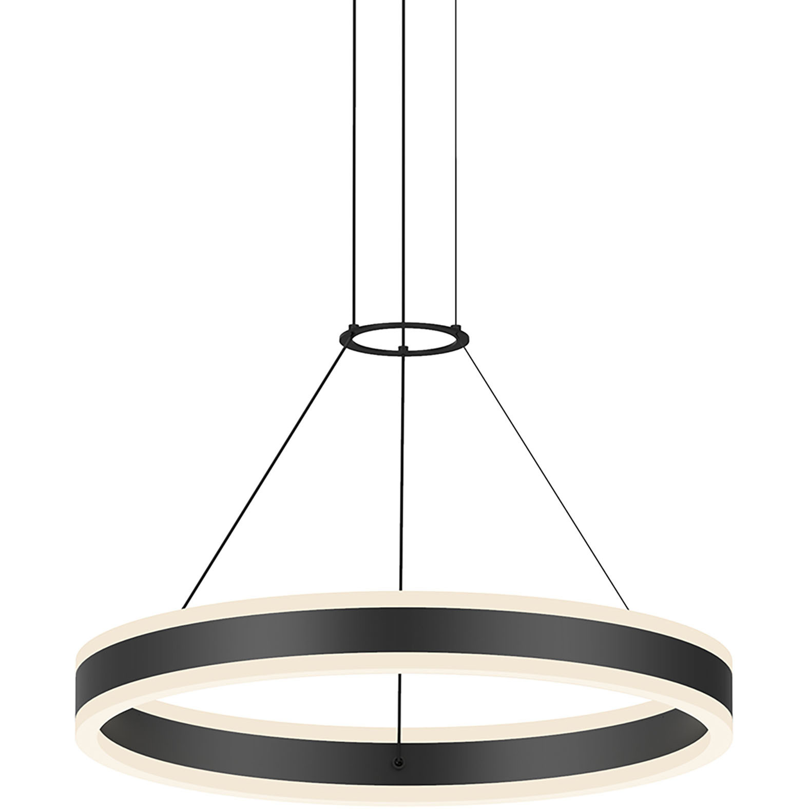 Double Corona LED 23.75 inch Satin Black Pendant Ceiling Light in Standard Suspension