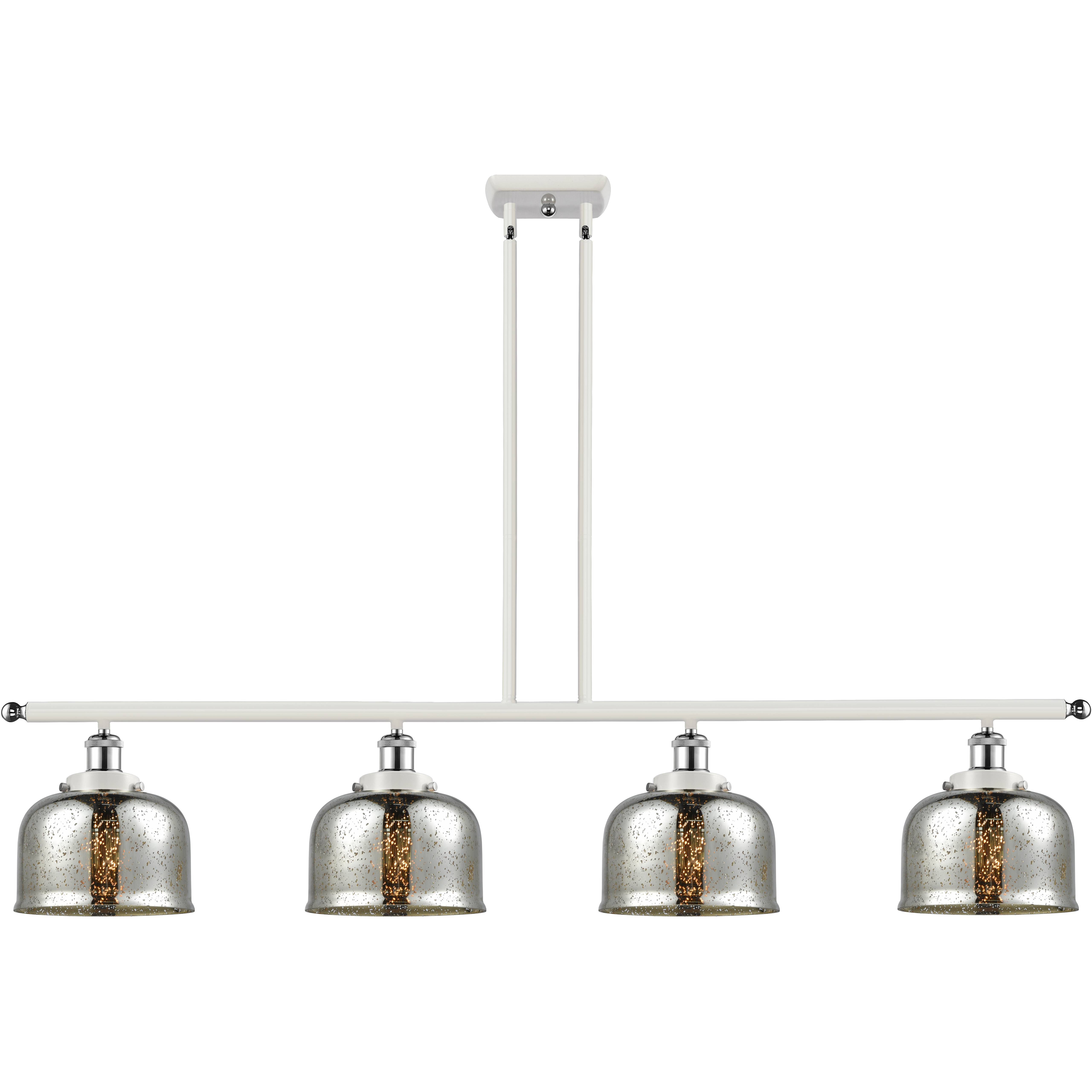 Ballston Urban Bell 4 Light 48 inch White and Polished Chrome Island Light Ceiling Light in Silver Plated Mercury Glass