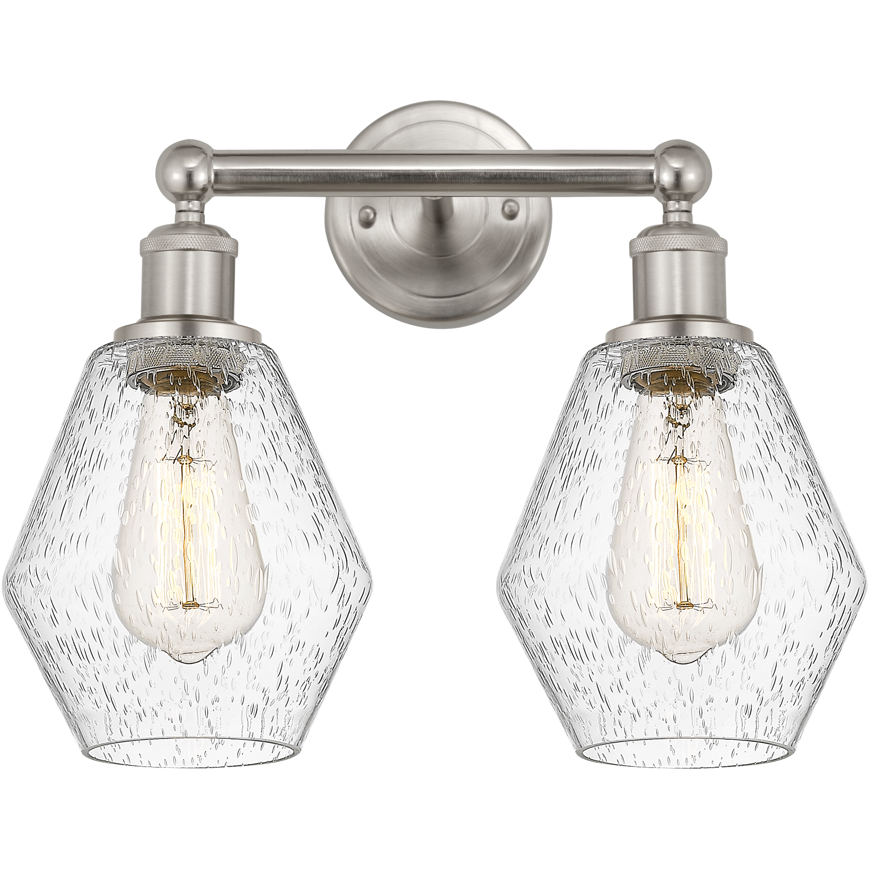 Edison Cindyrella 2 Light 15 inch Brushed Satin Nickel Bath Vanity Light Wall Light in Seedy Glass