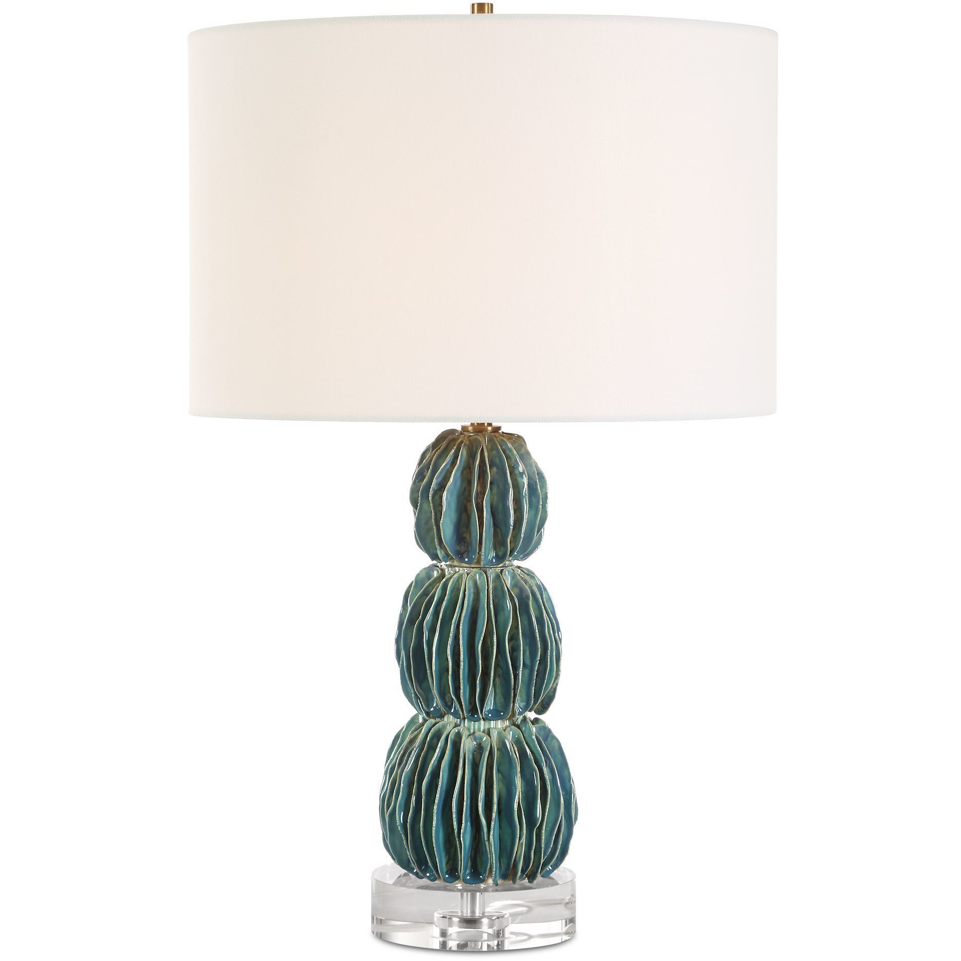 Bonaire 25.25 inch 150.00 watt Mottled Teal Blue Glaze Table Lamp Portable Light
