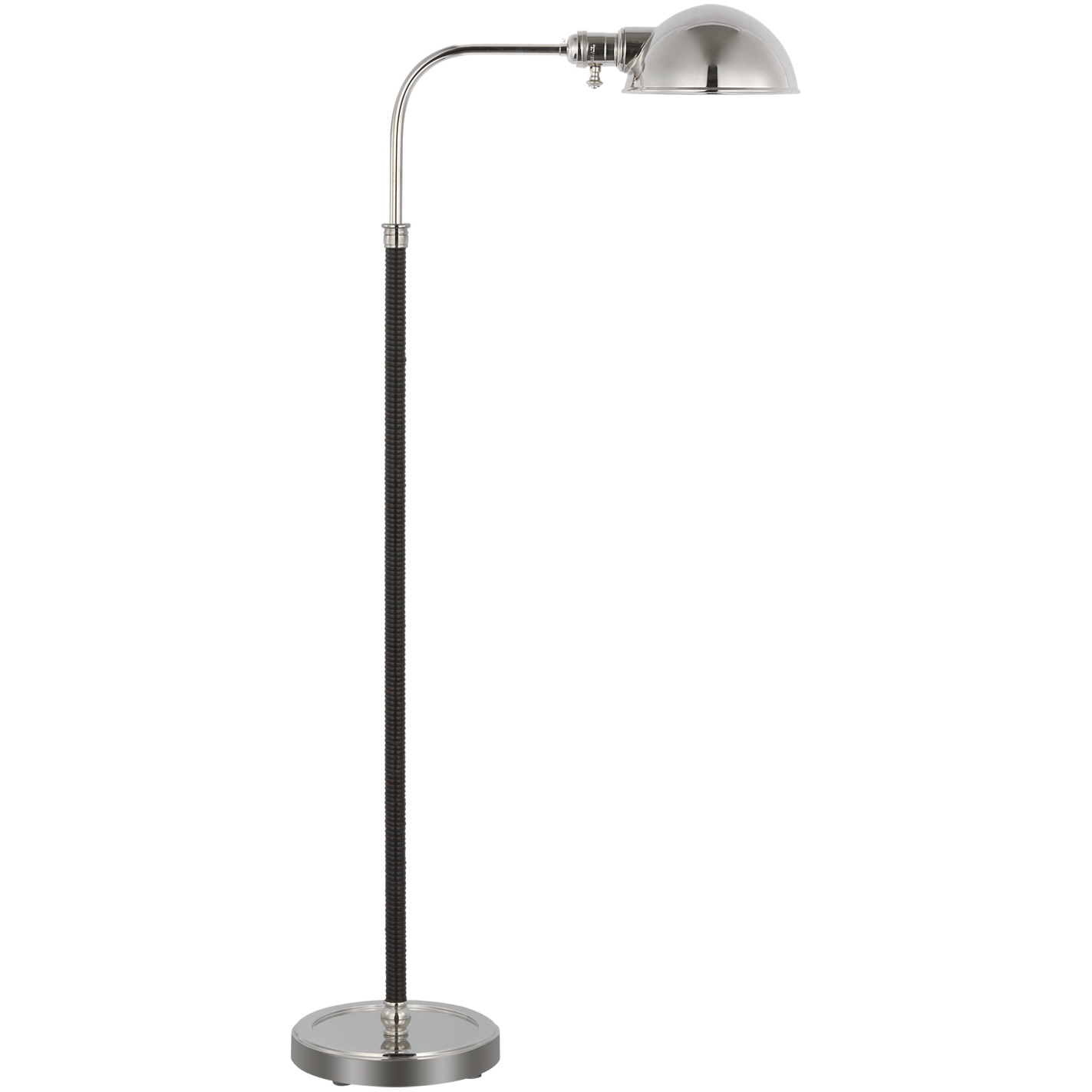 Chapman & Myers Basden 40.5 inch 15 watt Polished Nickel and Black Rattan Pharmacy Lamp Portable Light, Medium