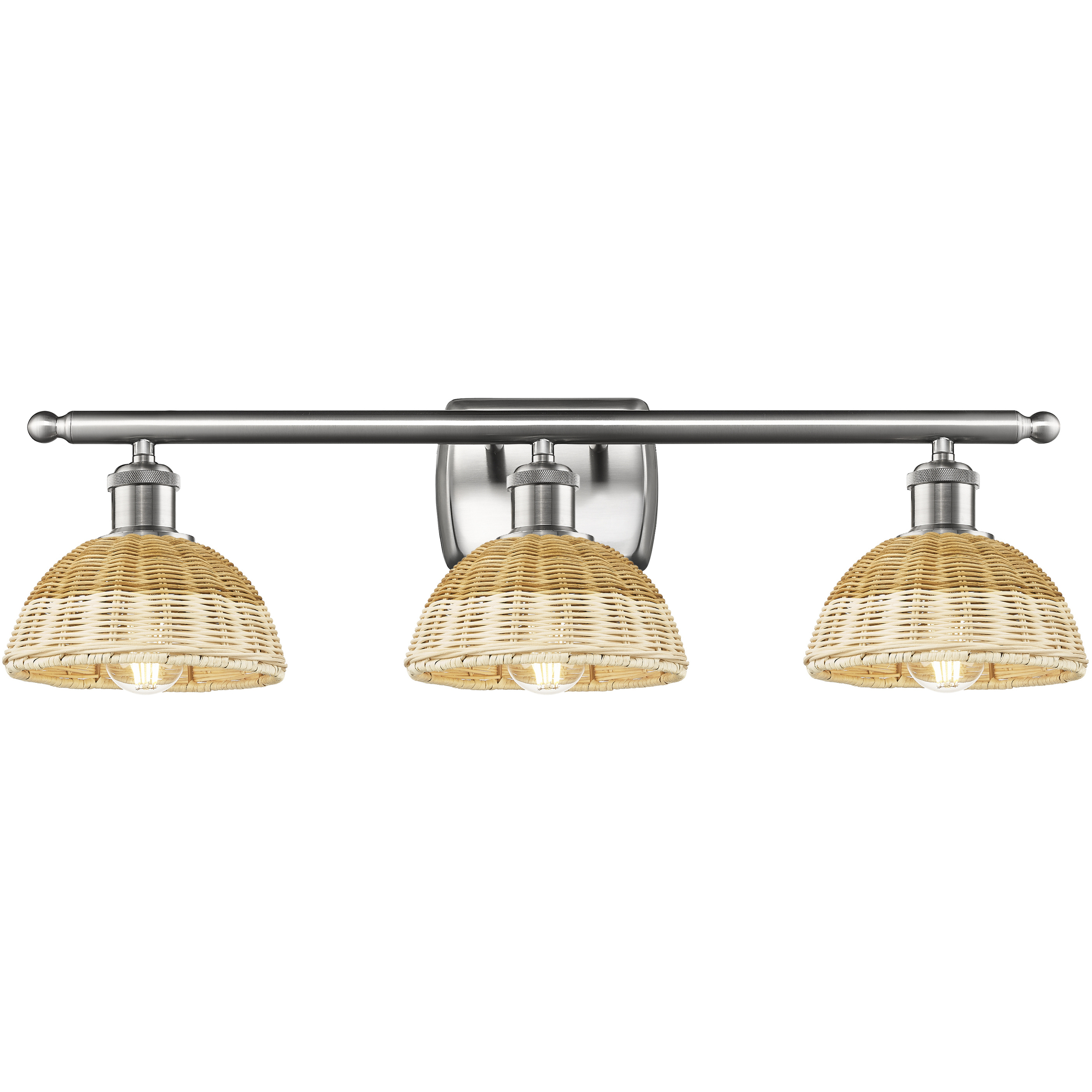 Ballston Bristol Natural II 3 Light 27.5 inch Brushed Satin Nickel Bath Vanity Light Wall Light
