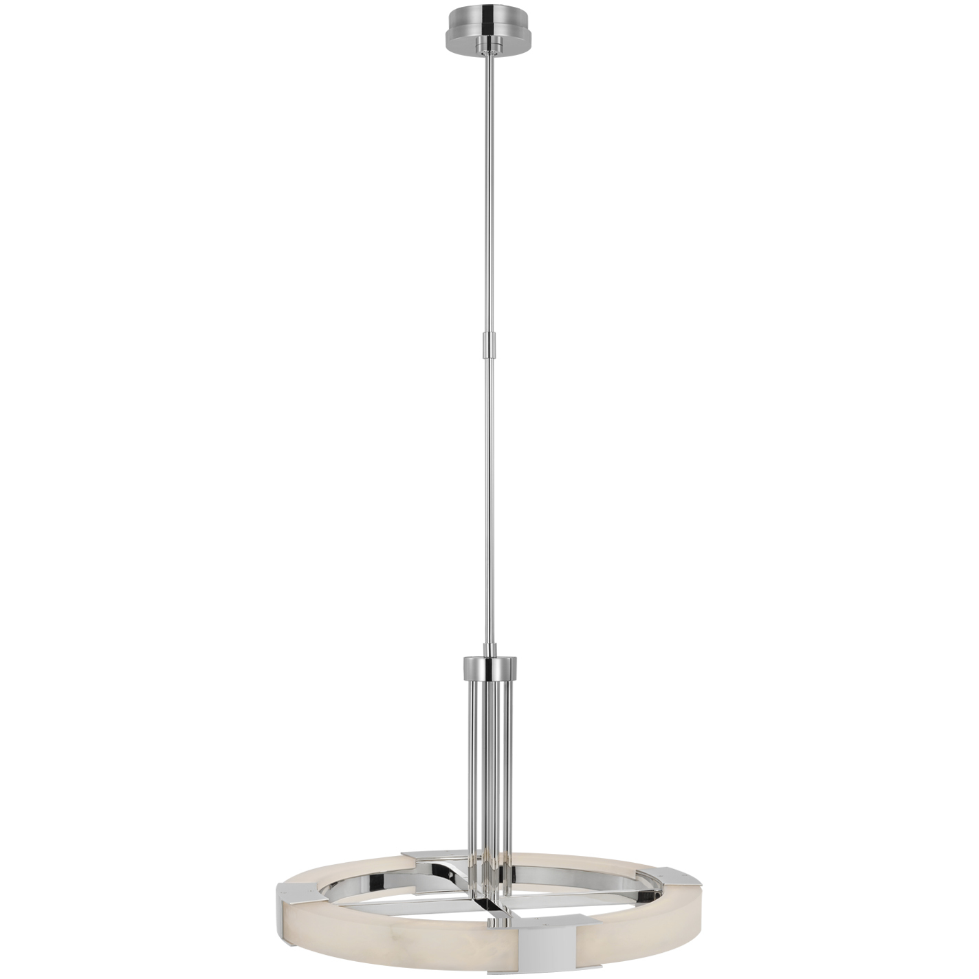 Kelly Wearstler Covet LED 24 inch Polished Nickel and Alabaster Ring Chandelier Ceiling Light, Medium