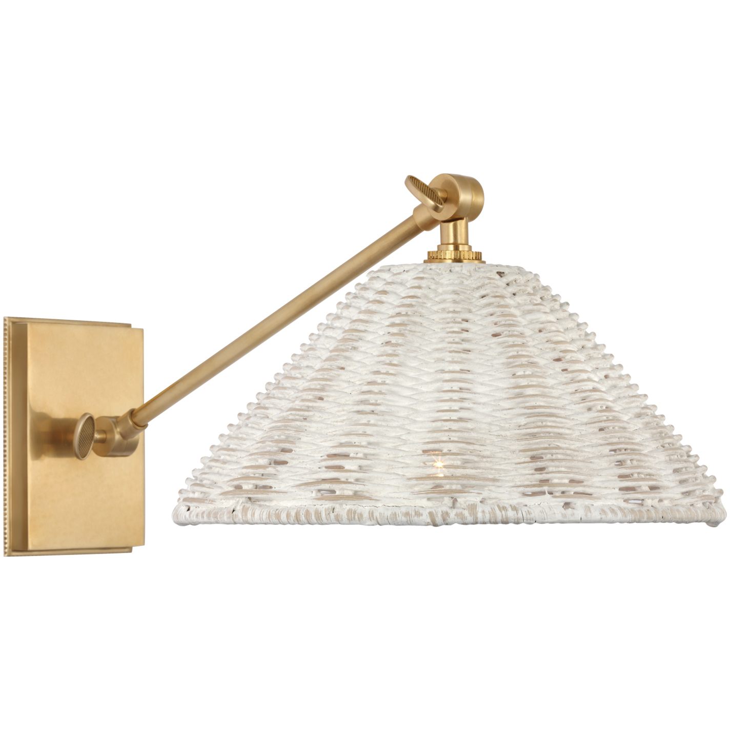 Marie Flanigan Wimberley LED 10 inch Soft Brass Single Library Wall Light in White Wicker