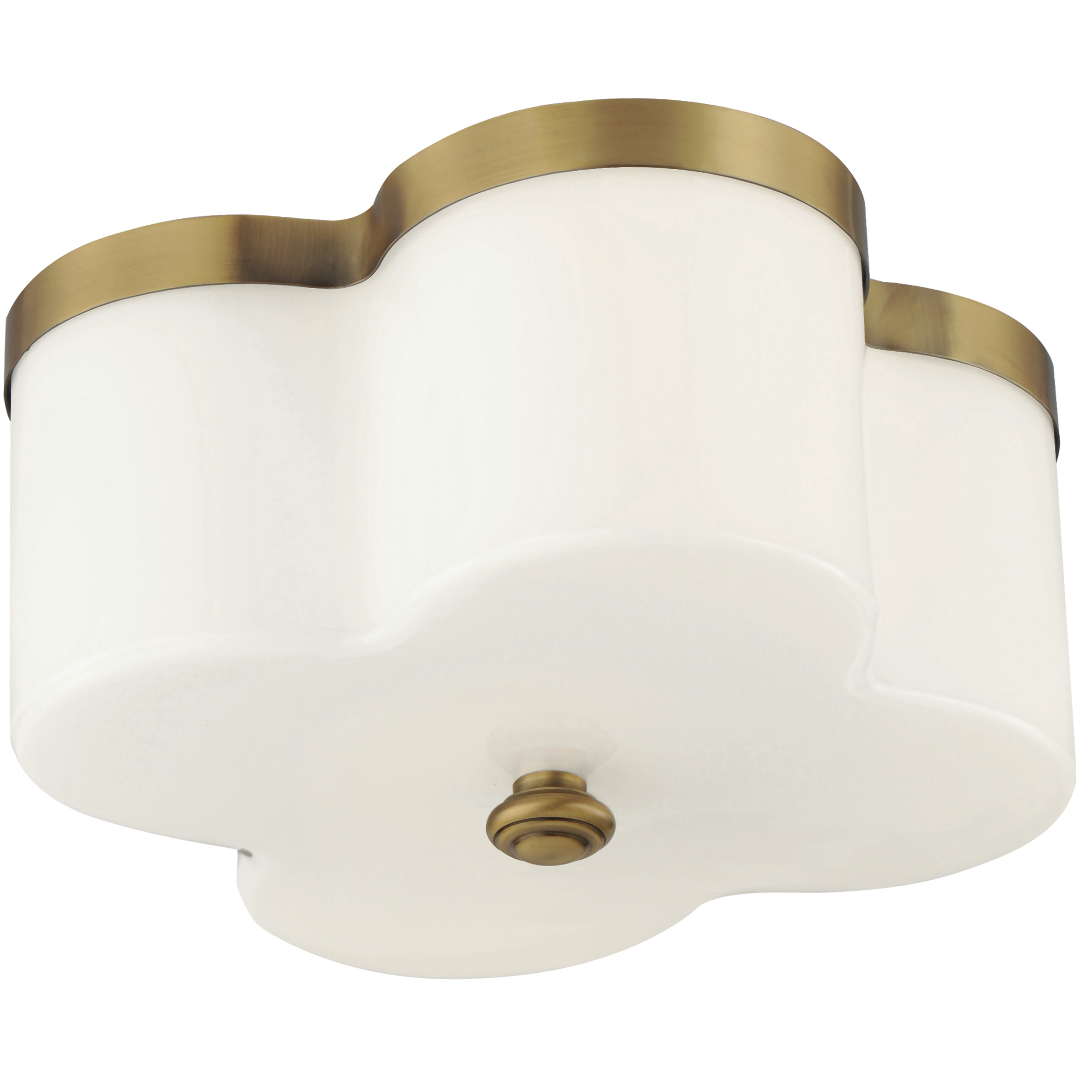 Clover 2 Light 13.5 inch Natural Aged Brass Flush Mount Ceiling Light