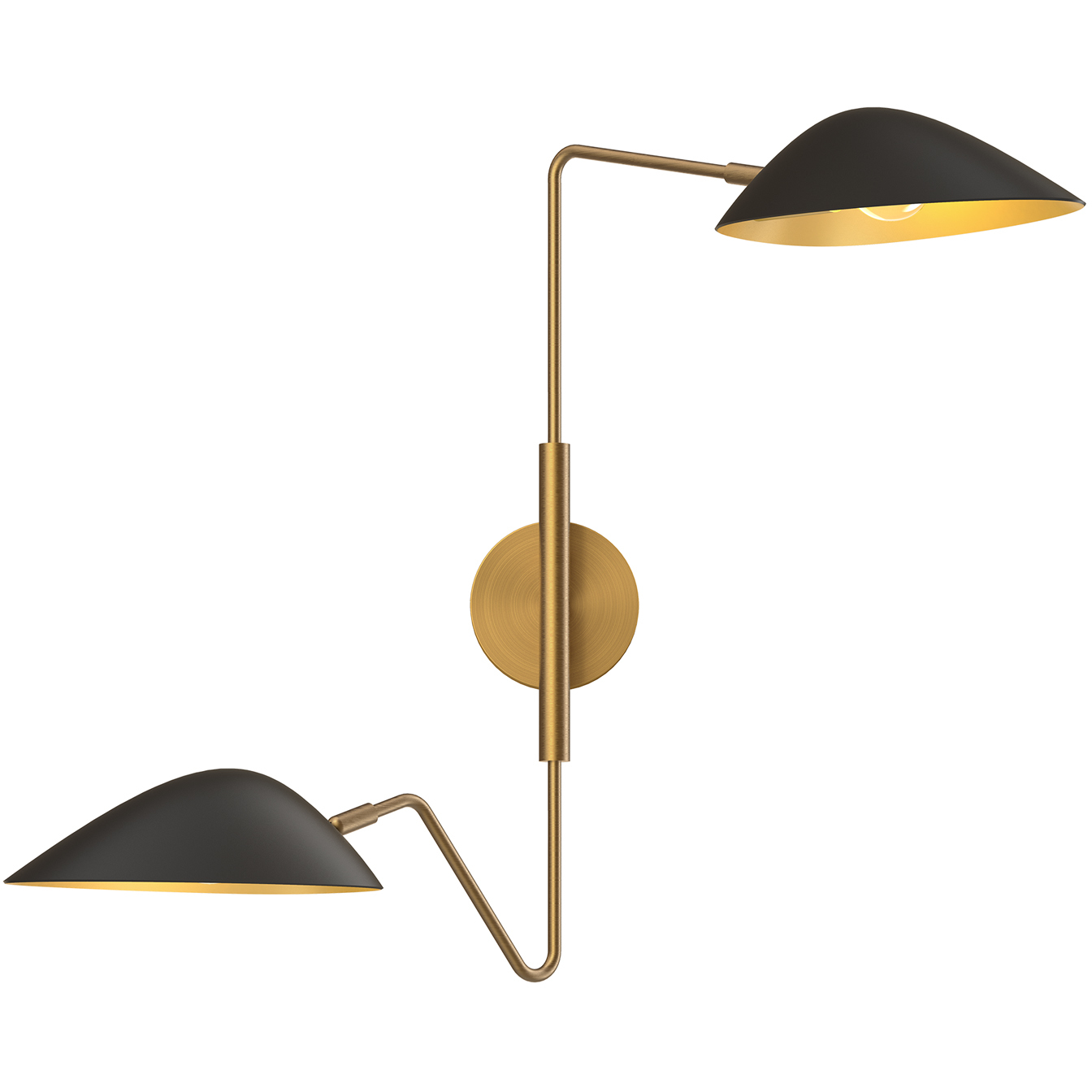 Alora Mood Oscar 2 Light 8 inch Aged Gold and Matte Black Wall/Vanity Light Wall Light