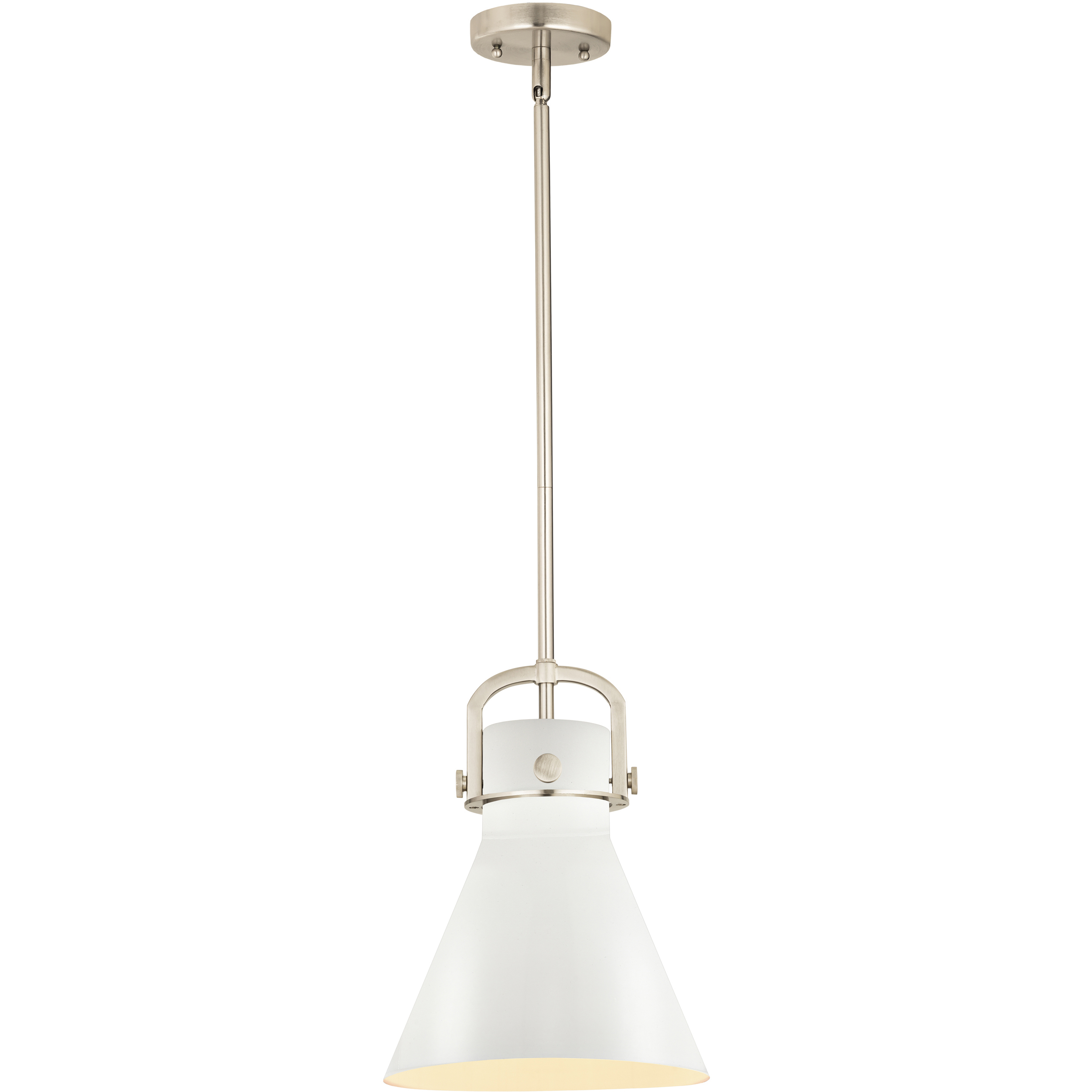 Newton Cone 1 Light 10 inch Satin Nickel Stem Hung Pendant Ceiling Light