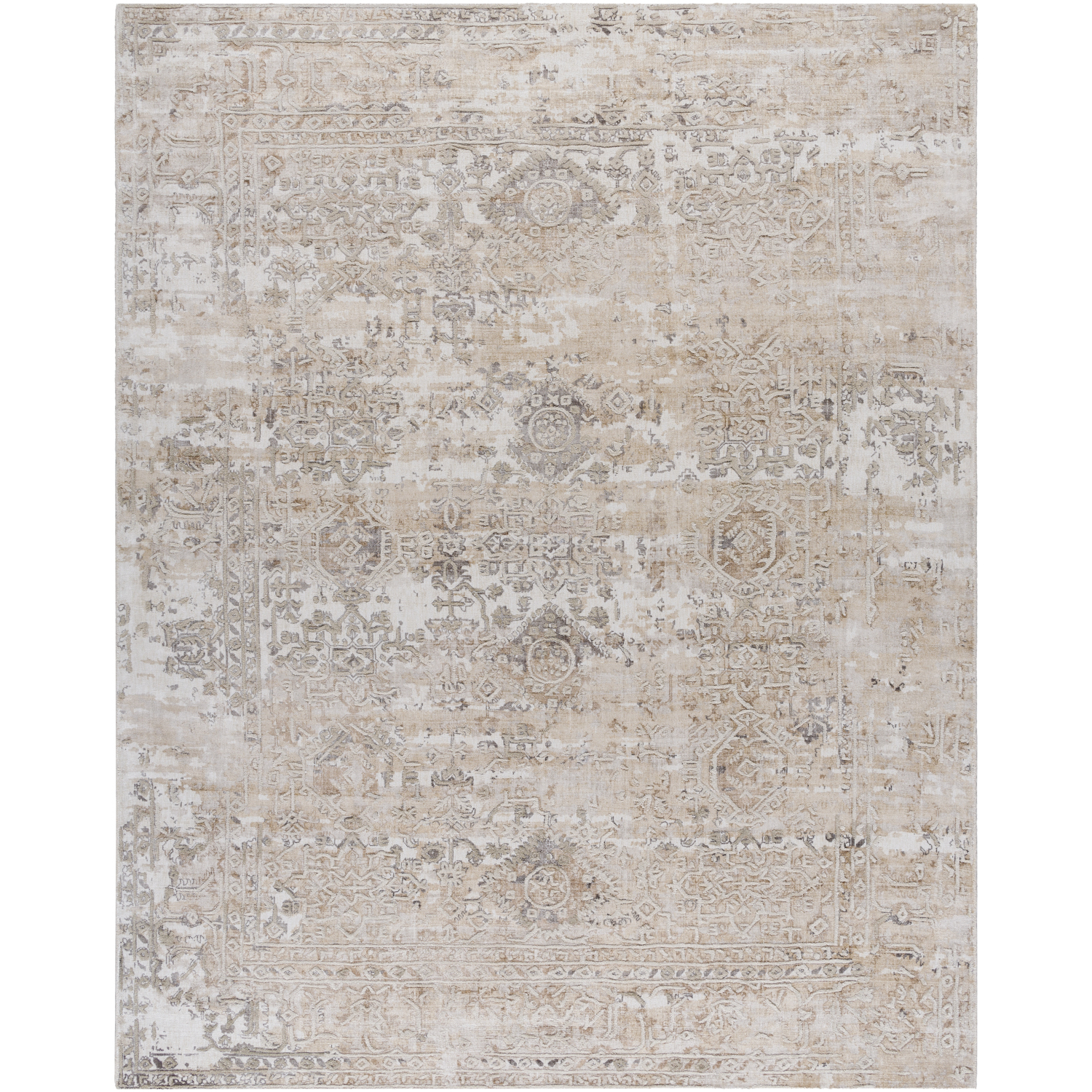 Jordan 144 X 106 inch Ash / Metallic - Silver / Pearl Handmade Rug in 9 x 12