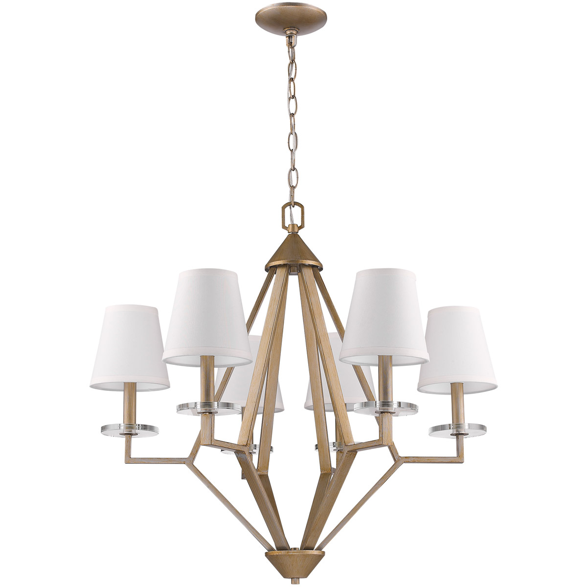 Easton 6 Light 28 inch Washed Gold Chandelier Ceiling Light